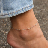 1948-Beaded Station Anklet-Anklets-Sterling Silver-Blue Ruby Jewellery-Vancouver Canada