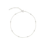 Beaded Station Anklet Sterling Silver