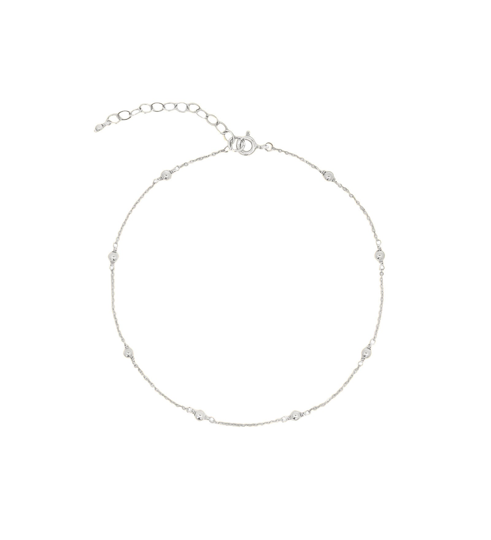 Beaded Station Anklet Sterling Silver