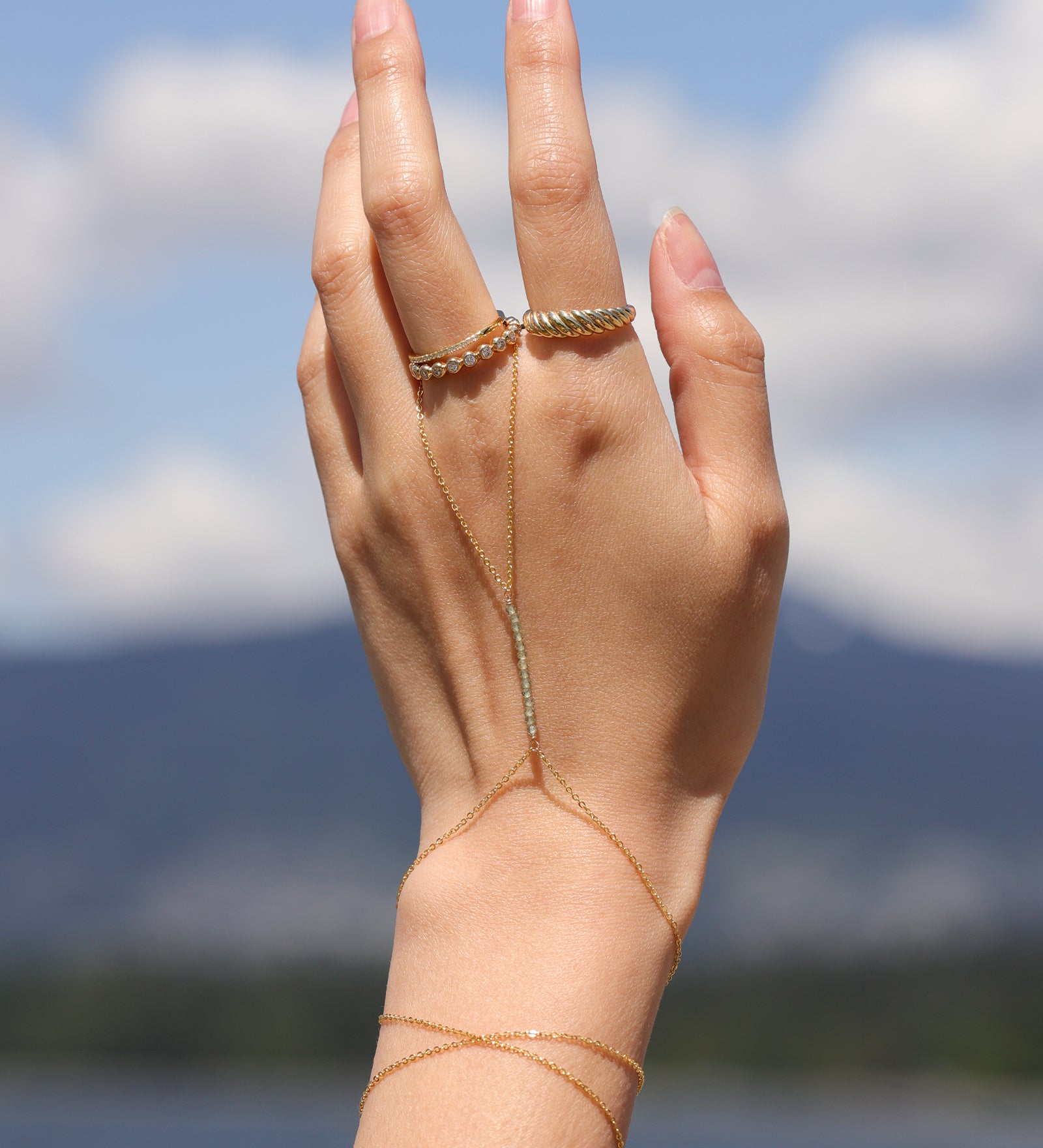 1948-Stone Hand Chain-Body Jewellery-Blue Ruby Jewellery-Vancouver Canada