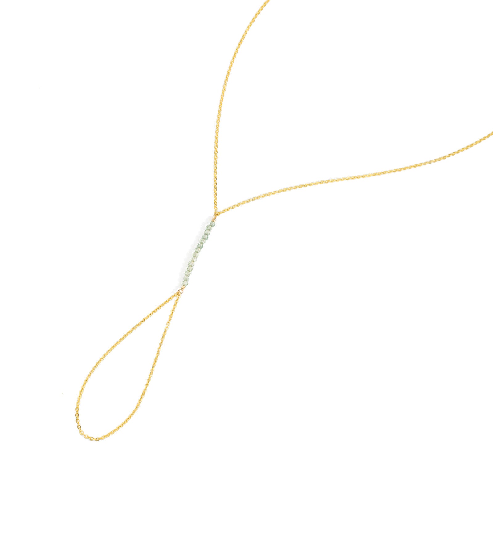 1948-Stone Hand Chain-Body Jewellery-14k Gold Filled, Green Apatite-Blue Ruby Jewellery-Vancouver Canada