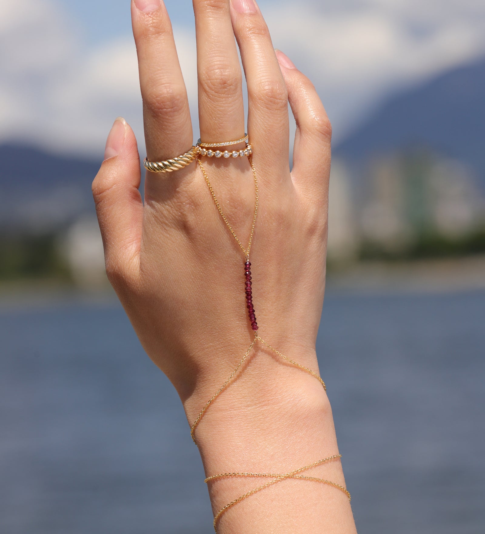 1948-Stone Hand Chain-Body Jewellery-Blue Ruby Jewellery-Vancouver Canada