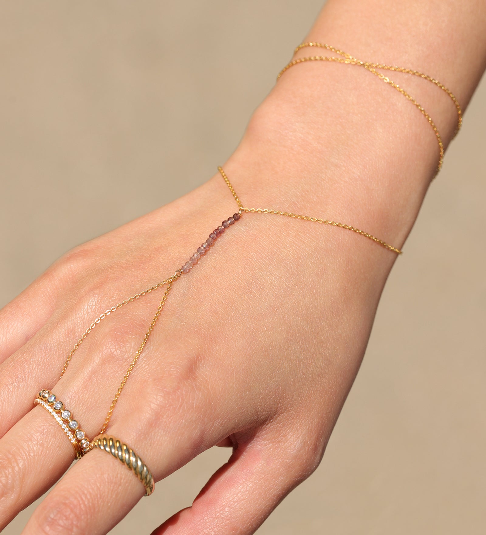 1948-Stone Hand Chain-Body Jewellery-Blue Ruby Jewellery-Vancouver Canada