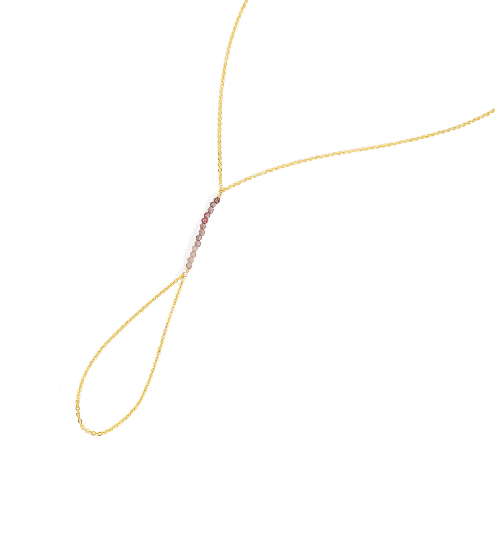 1948-Stone Hand Chain-Body Jewellery-14k Gold Filled, Purple Spinel-Blue Ruby Jewellery-Vancouver Canada