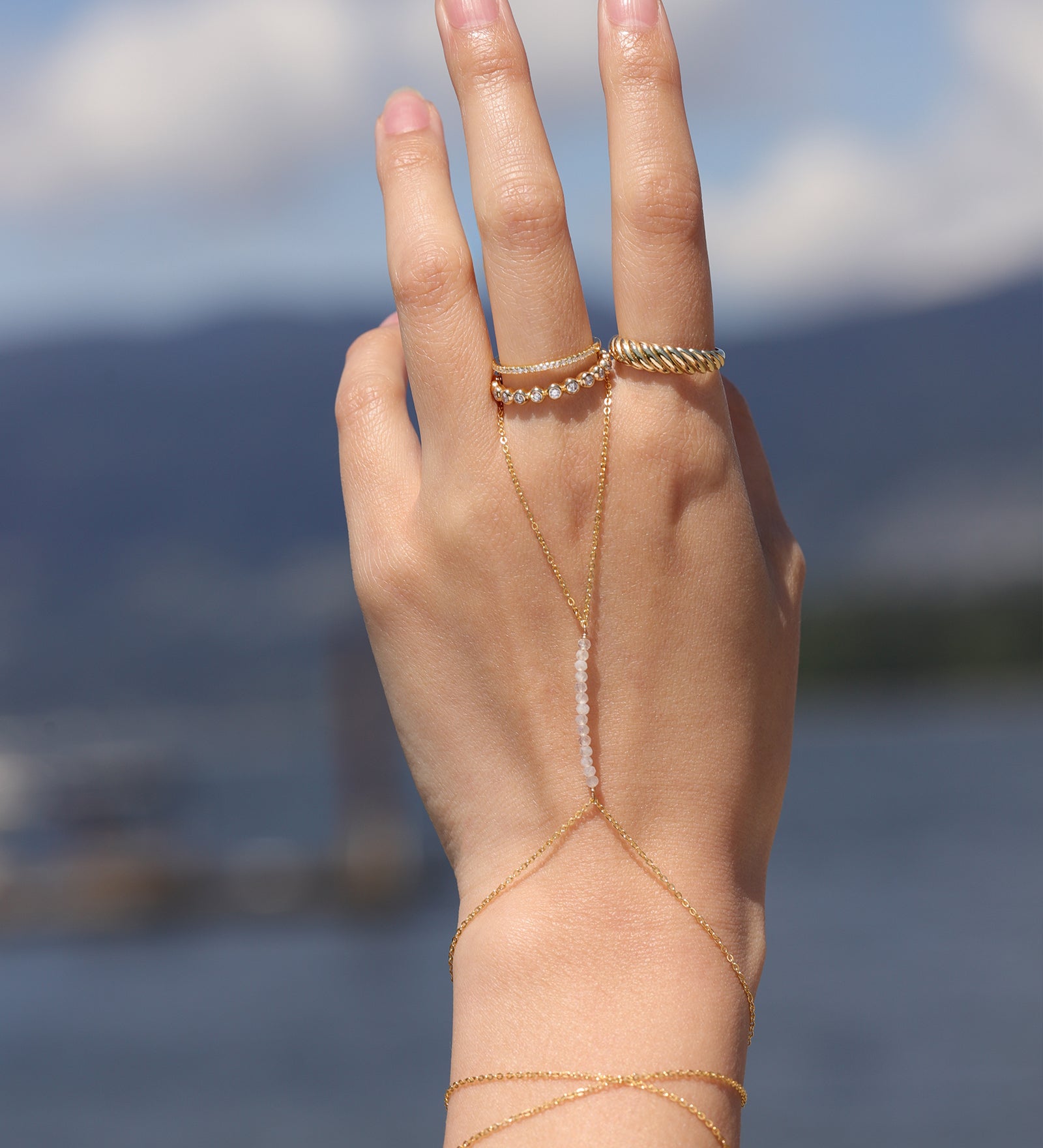 1948-Stone Hand Chain-Body Jewellery-Blue Ruby Jewellery-Vancouver Canada