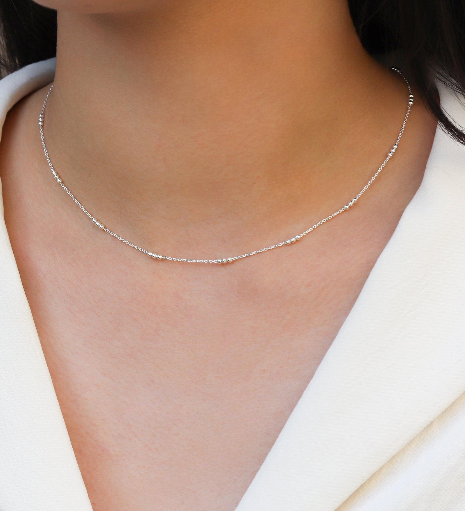 1948-3 Bead Station Necklace-Necklaces-Blue Ruby Jewellery-Vancouver Canada