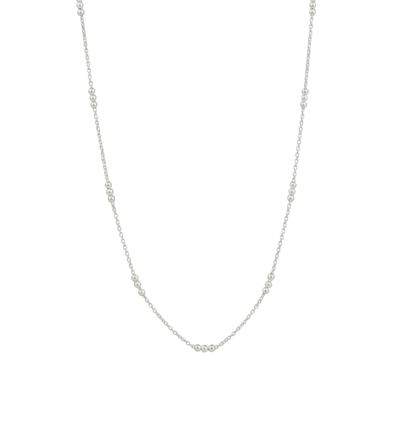 3 Bead Station Necklace Sterling Silver