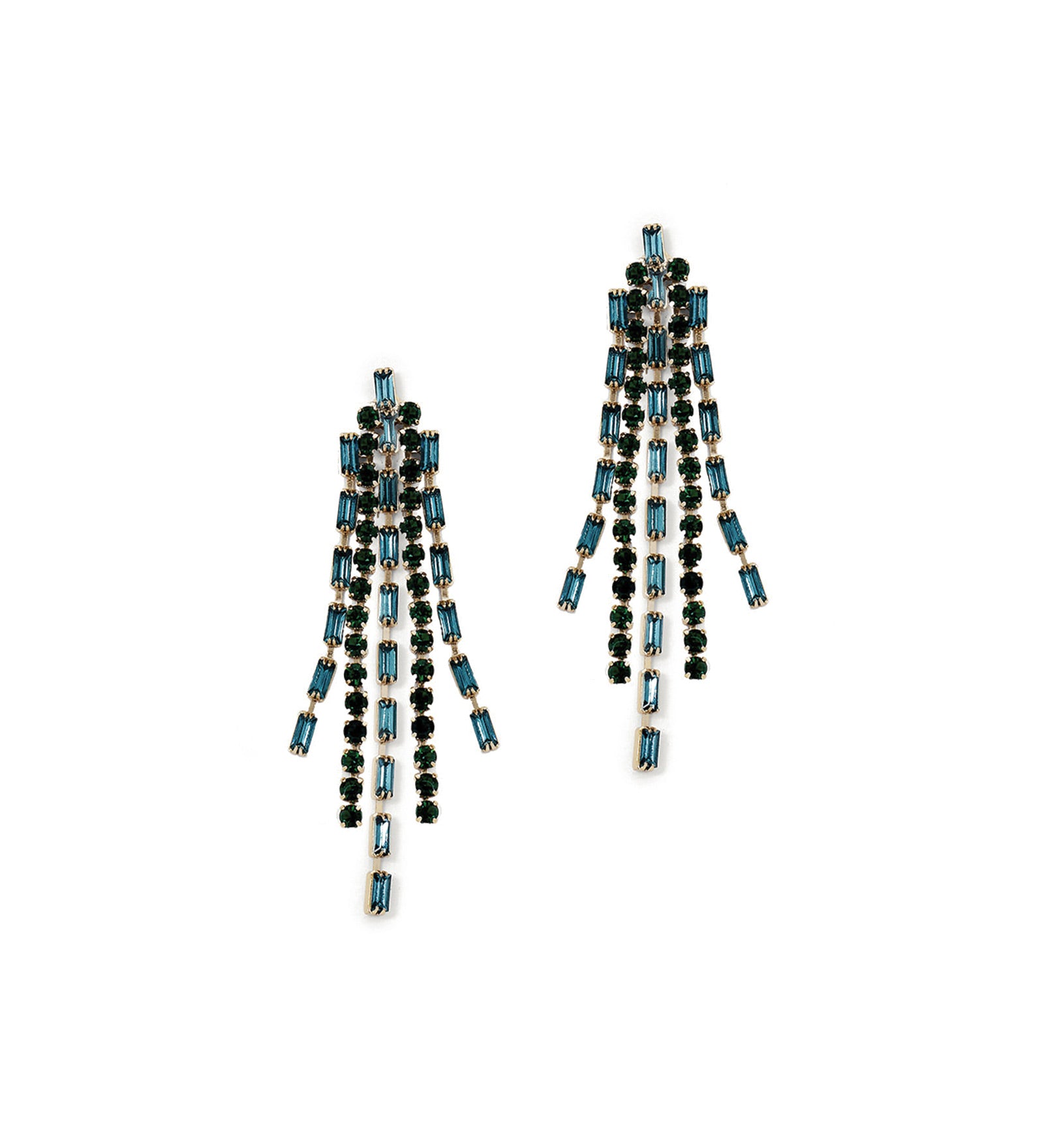Bruné Studs 14k Gold Plated, Green Crystal