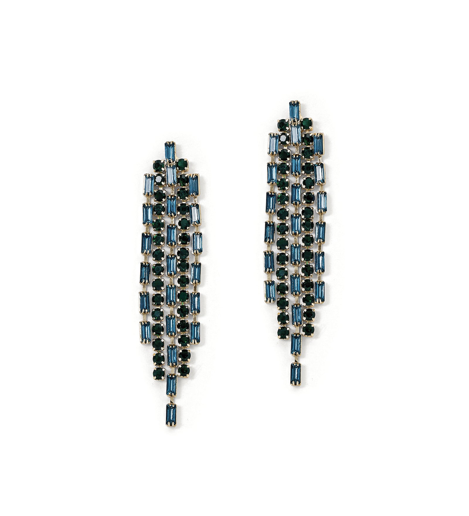 Bruné Studs 14k Gold Plated, Green Crystal