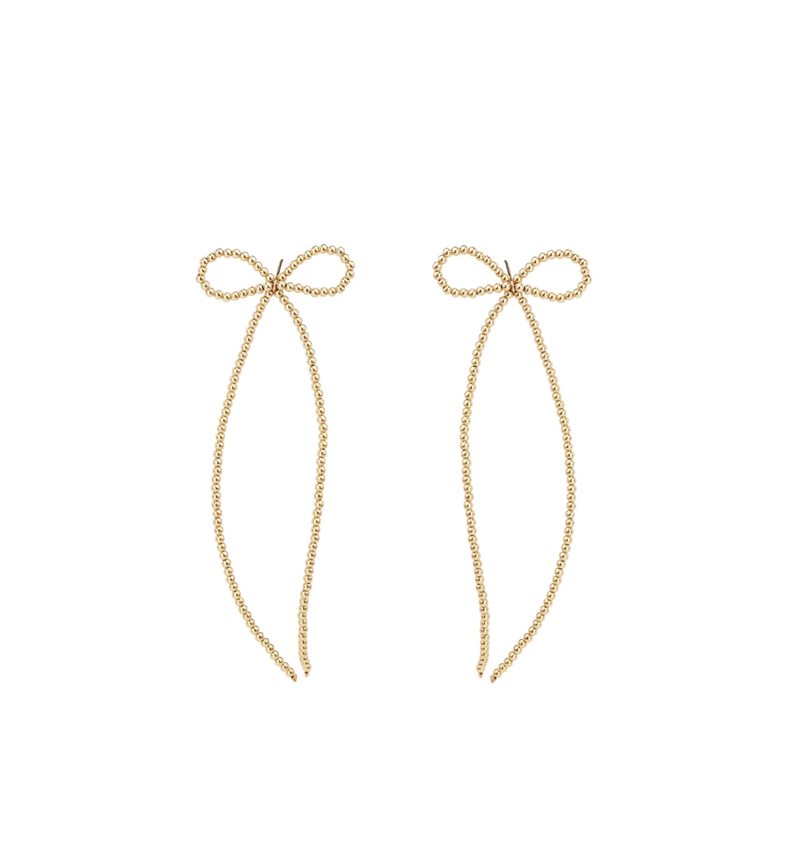 Beaded Long Bow Studs 14k Gold Filled