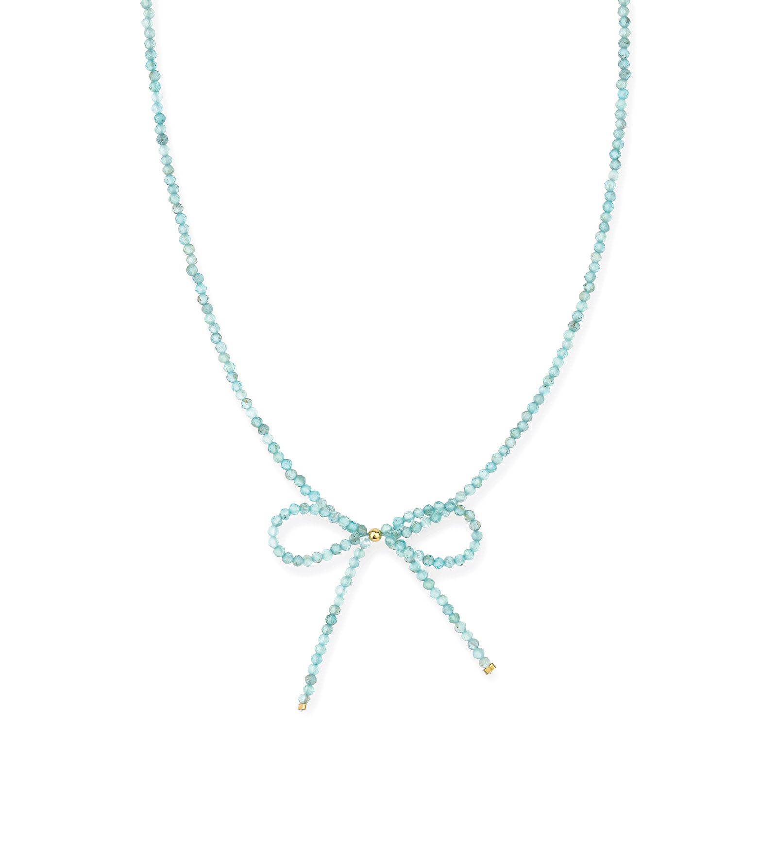 Apatite Bow Necklace 14k Gold Filled, Apatite