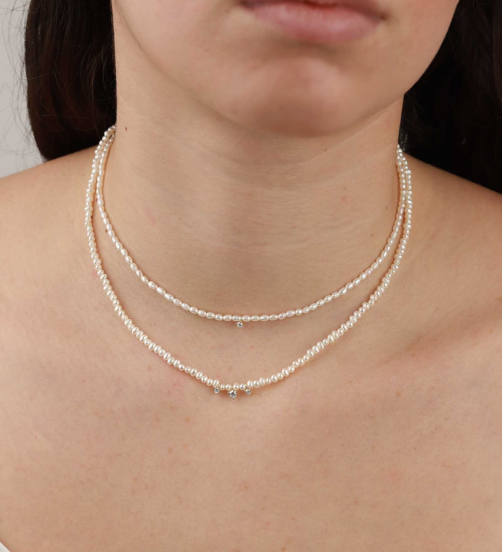 Quiet Icon-Pearl + 1 CZ Drop Necklace-Necklaces-Blue Ruby Jewellery-Vancouver Canada