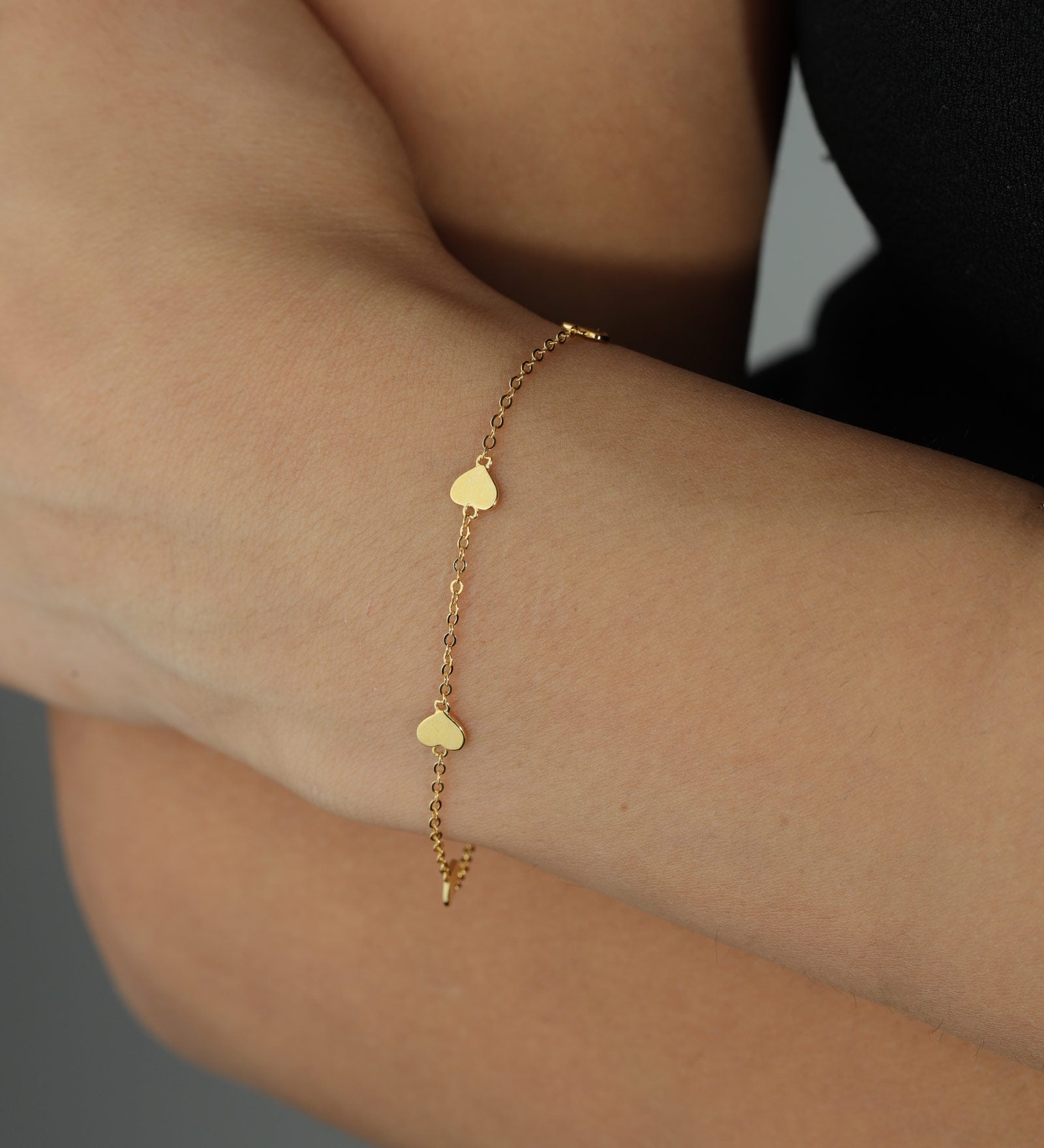 Quiet Icon-Four Heart Bracelet-Bracelets-14k Gold Vermeil-Blue Ruby Jewellery-Vancouver Canada