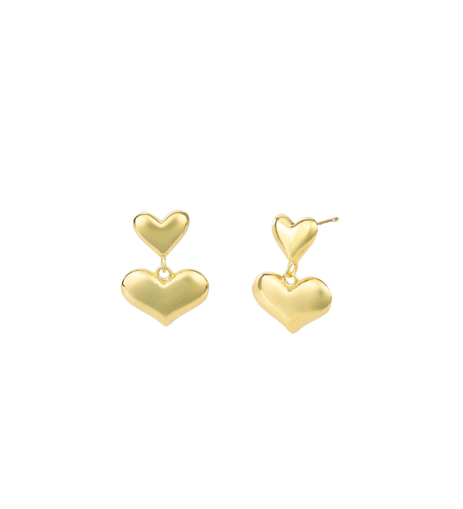 Two Heart Drop Studs 14k Gold Vermeil