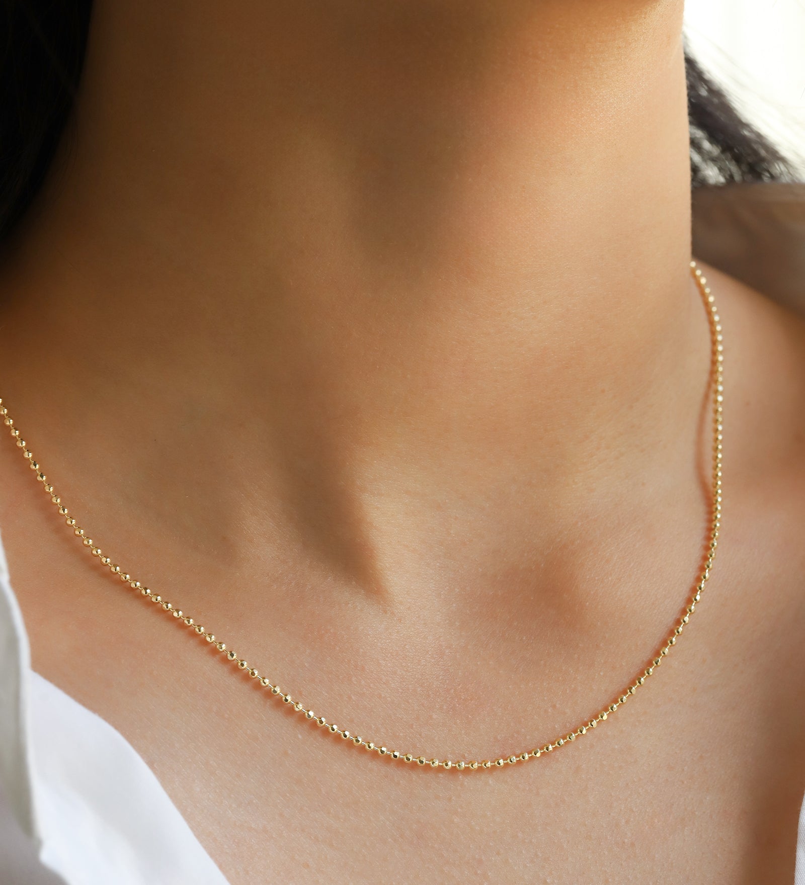 Quiet Icon-Diamond Cut Ball Chain Necklace-Necklaces-Blue Ruby Jewellery-Vancouver Canada