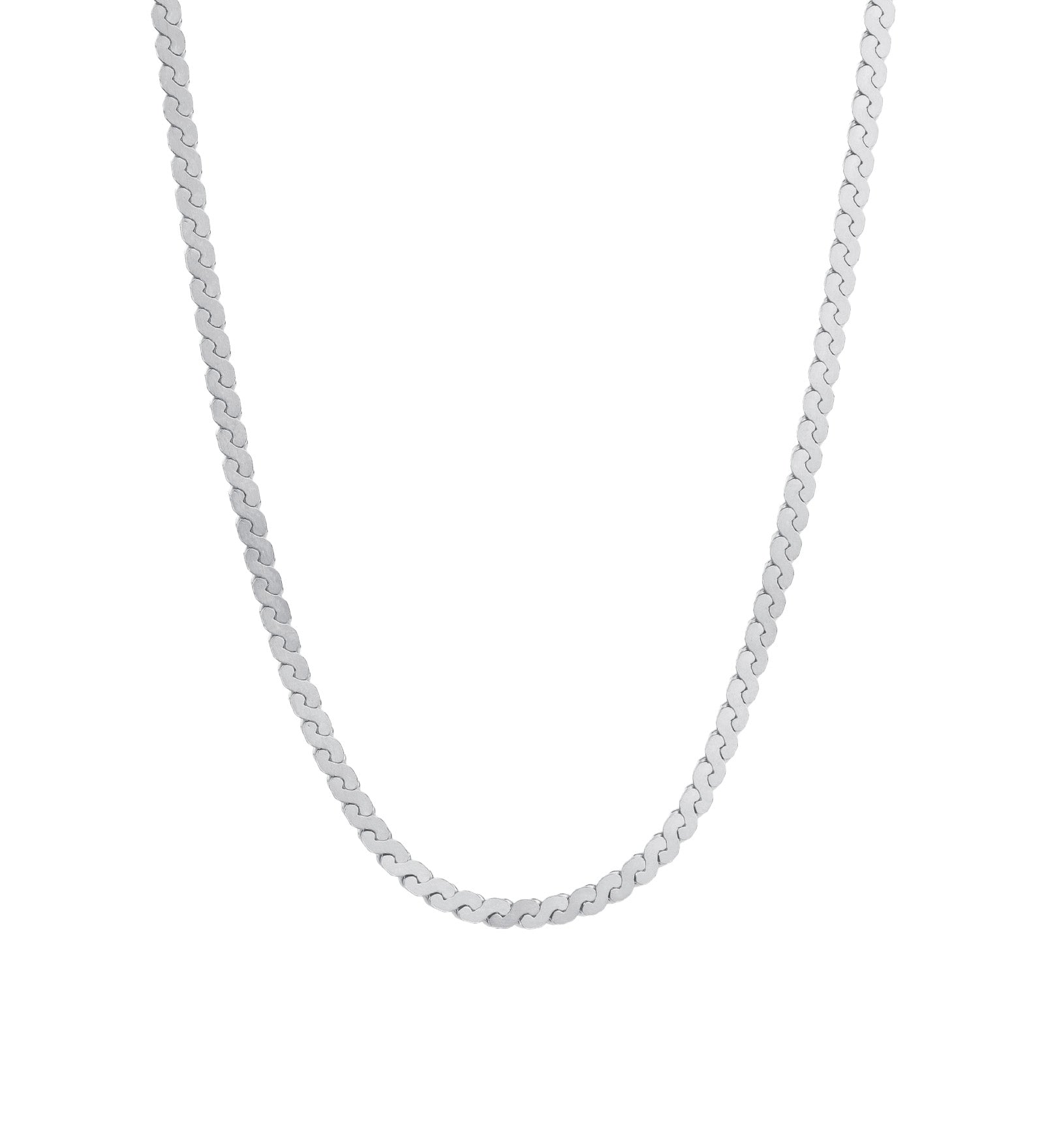 Serpentine Chain Necklace Rhodium Plated Sterling Silver