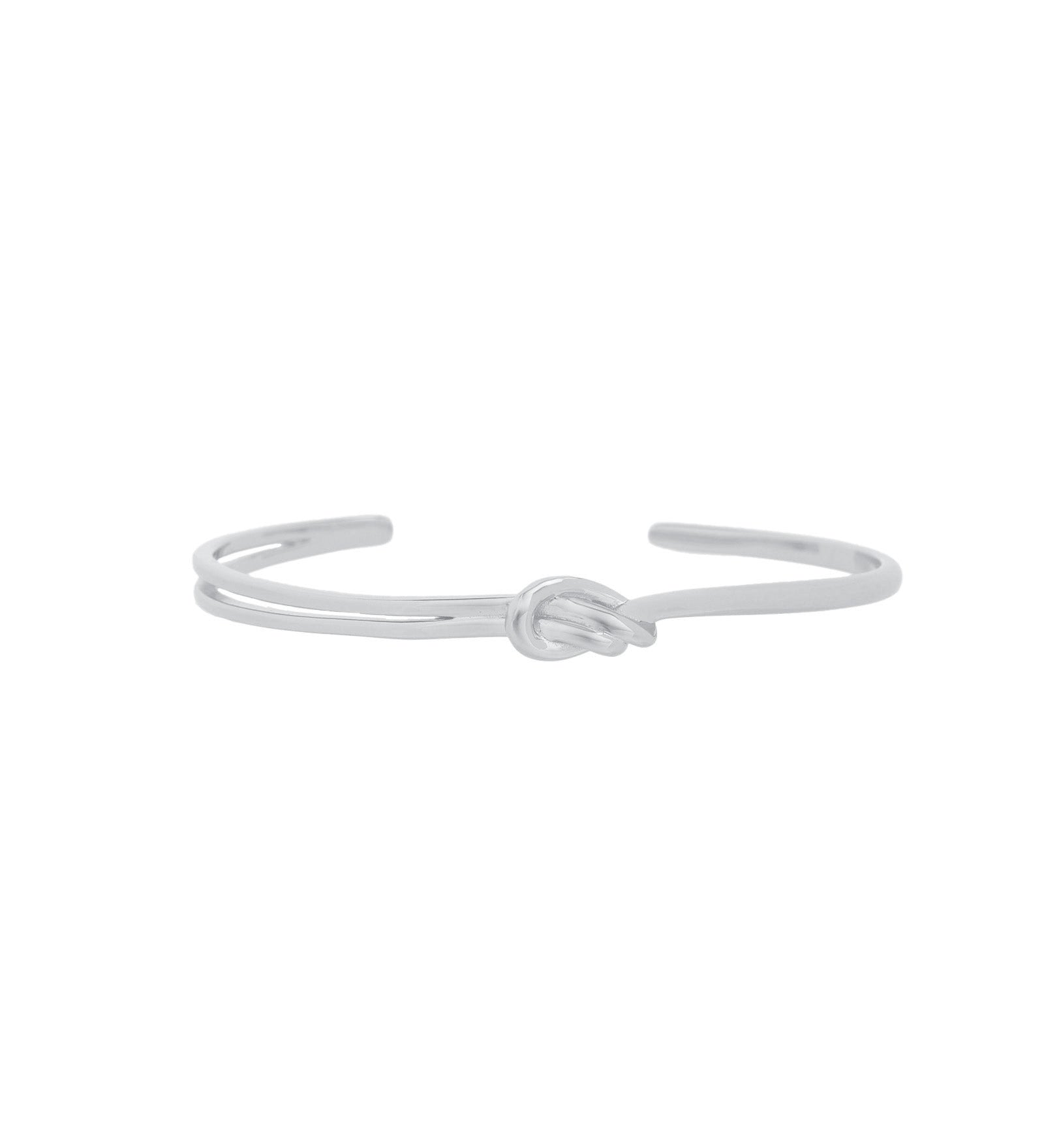 Quiet Icon-Love Knot Cuff-Bracelets-Rhodium Plated Sterling Silver-Blue Ruby Jewellery-Vancouver Canada