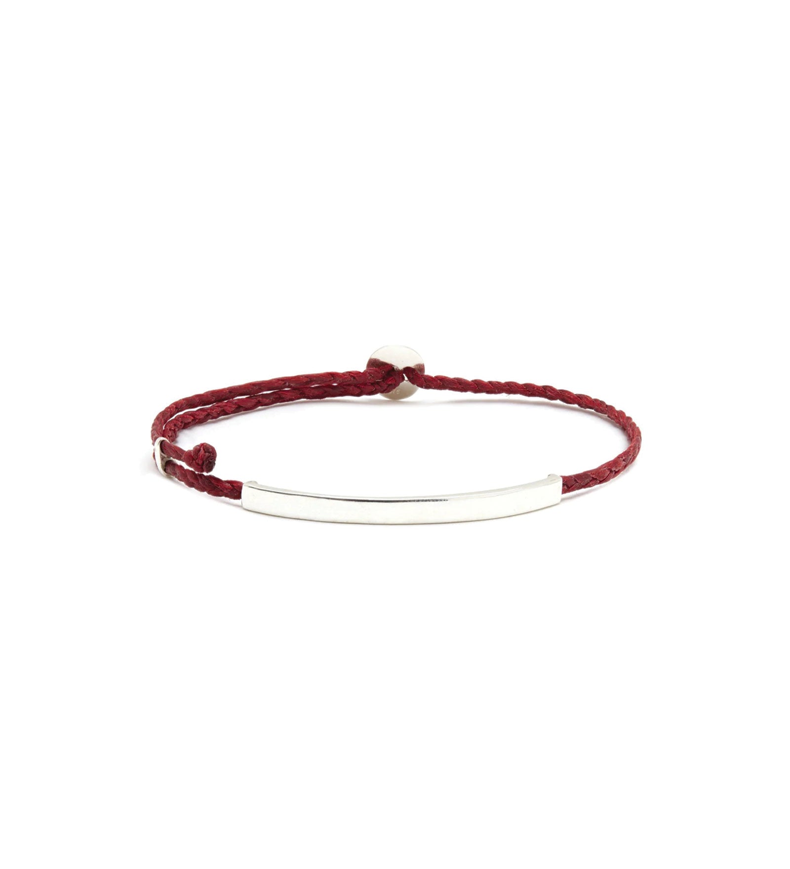 ID Signature Bracelet Sterling Silver, Red Waxed Nylon