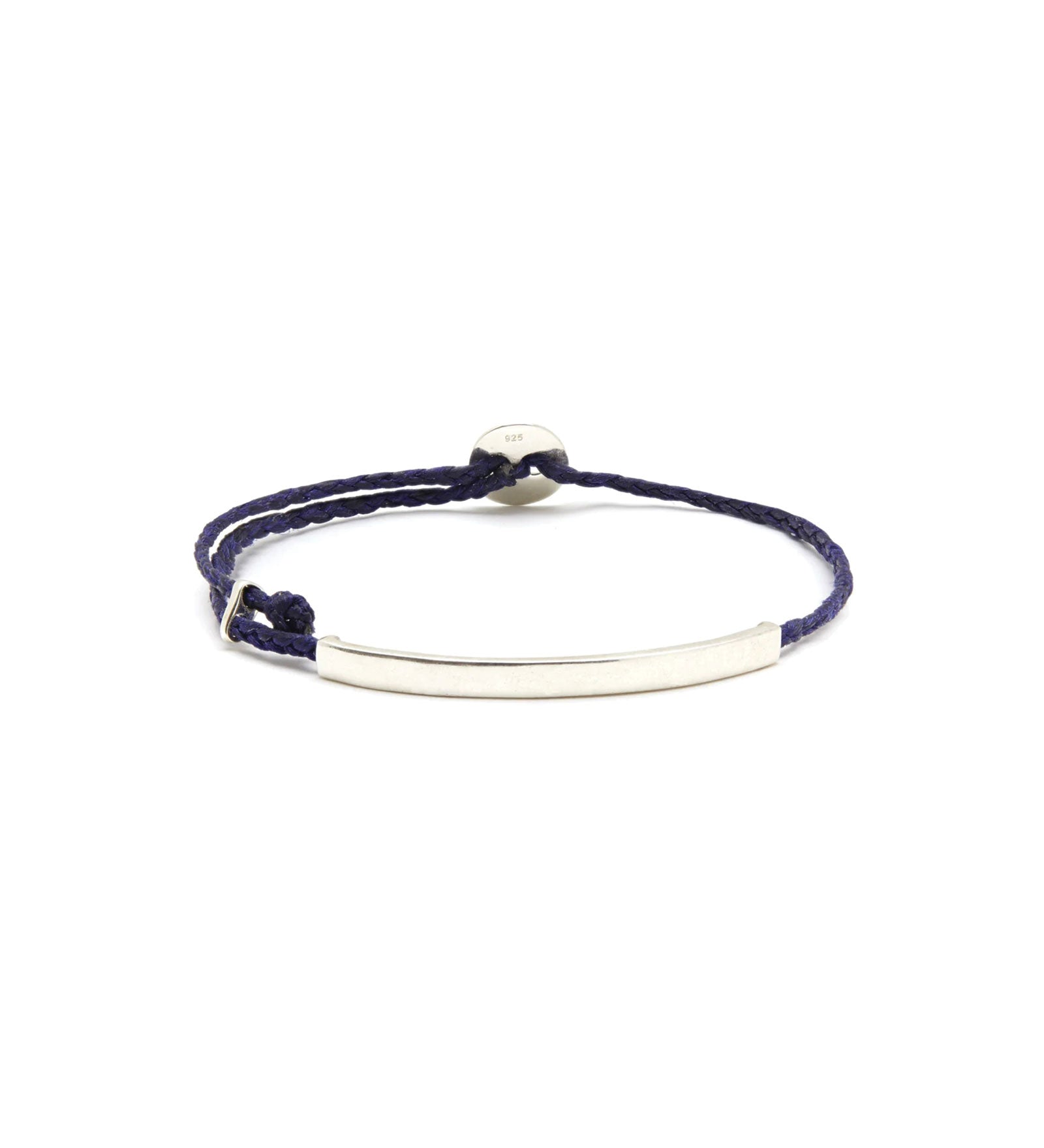 ID Signature Bracelet Sterling Silver, Indigo Waxed Nylon