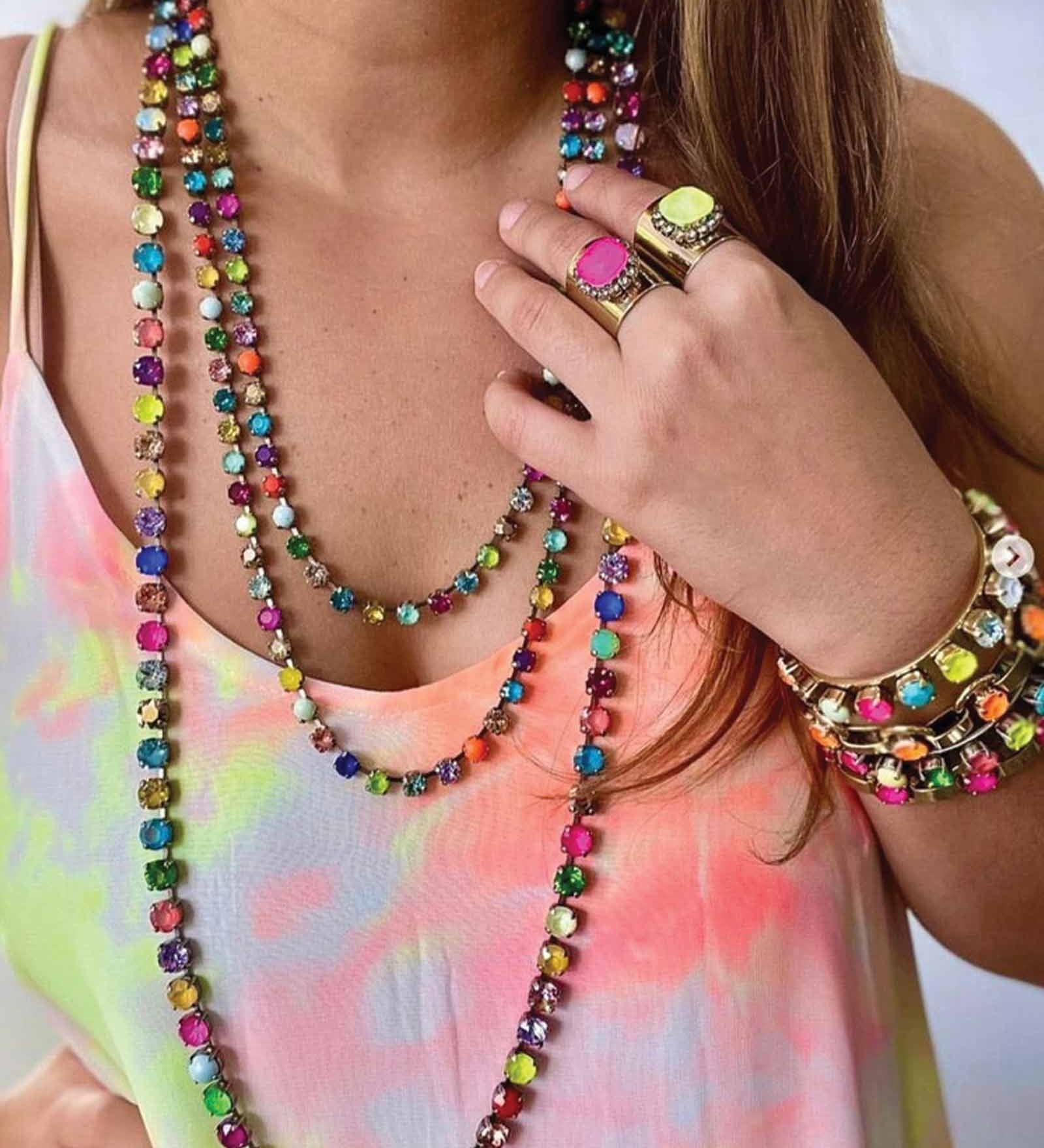 Kiki Cuff Gold Plated, Multi Crystal