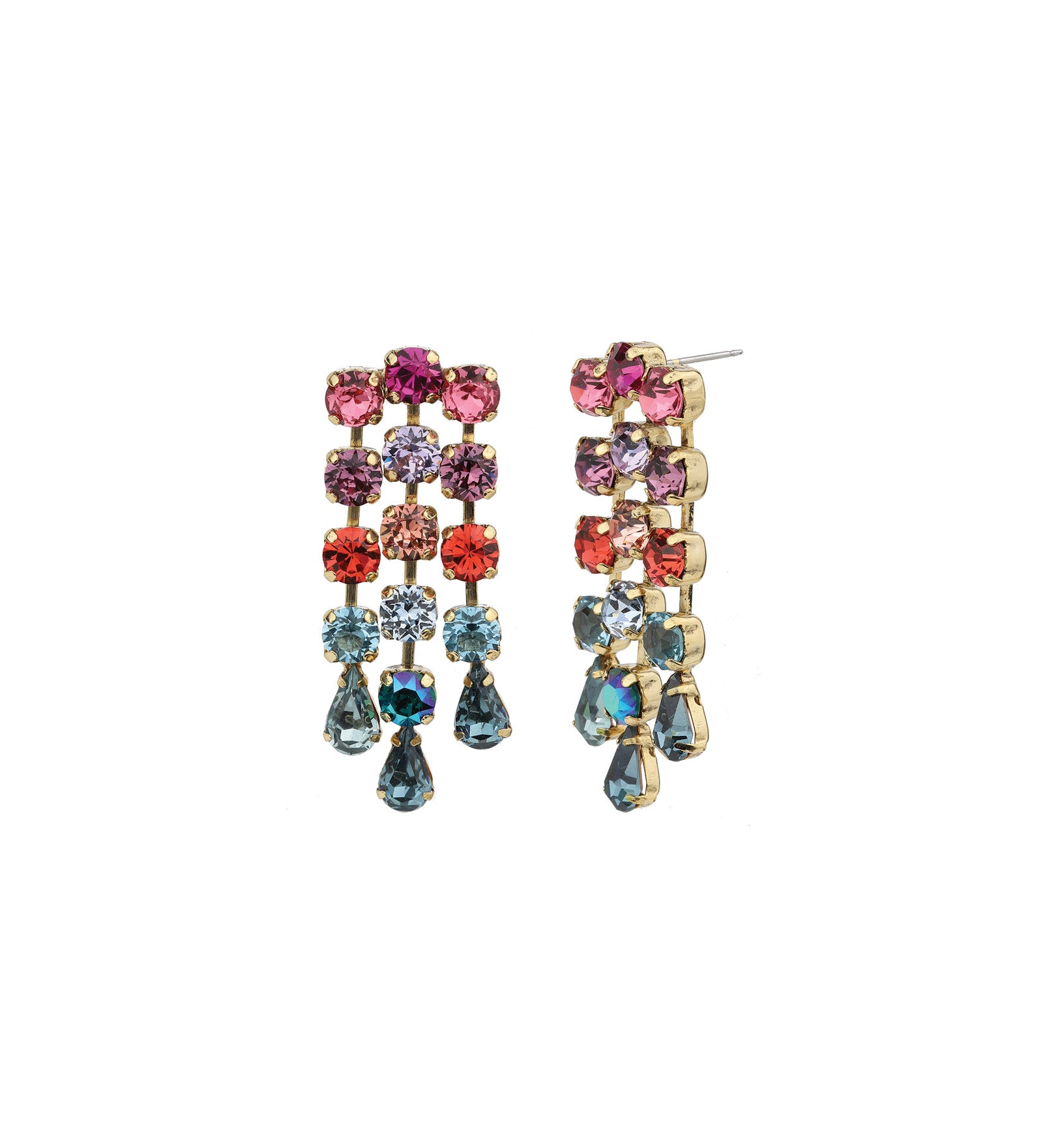 TOVA-Cady Earrings-Earrings-14k Gold Plated, Mixed Crystal-Blue Ruby Jewellery-Vancouver Canada
