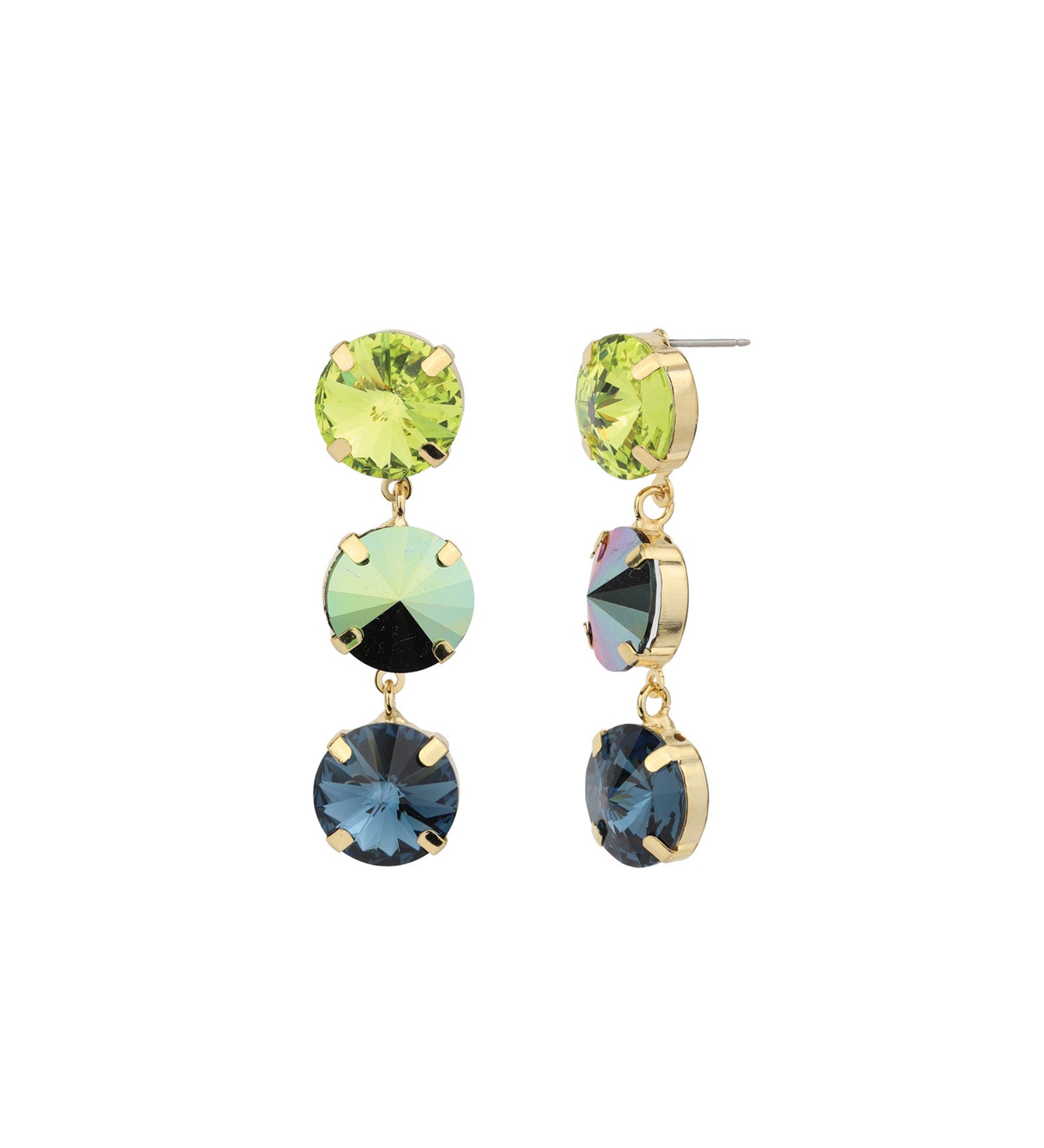 TOVA-Dionne Earrings-Earrings-14k Gold Plated, Blue Green Crystal-Blue Ruby Jewellery-Vancouver Canada