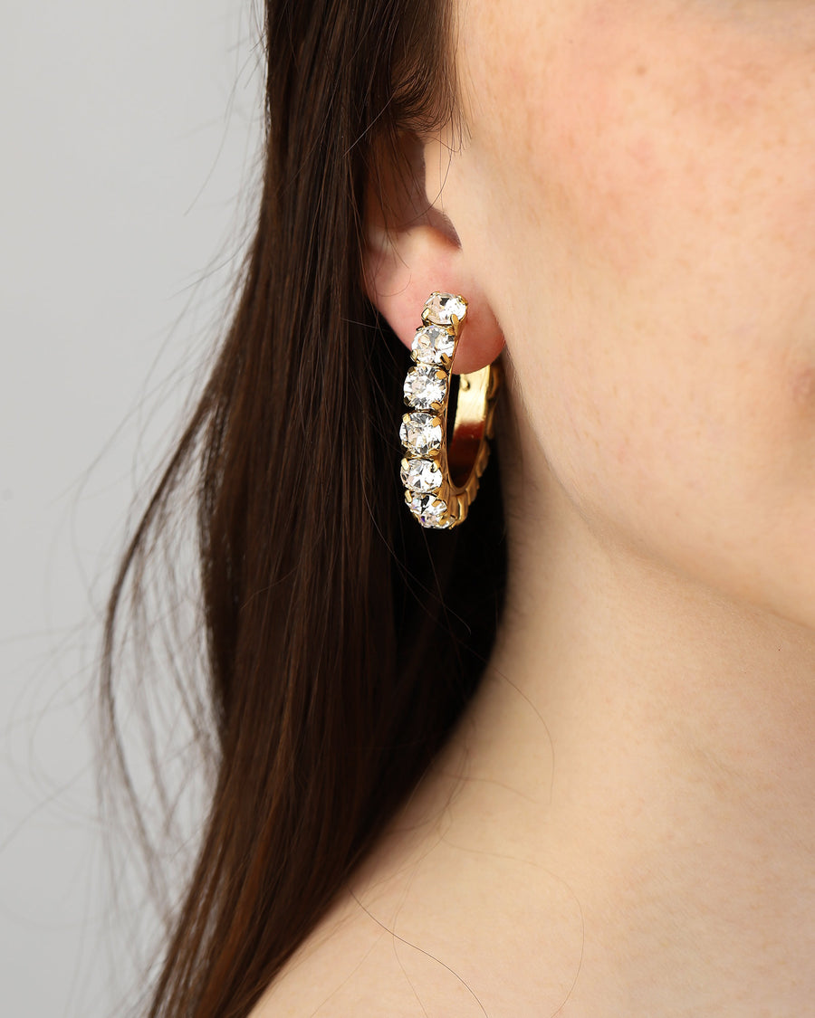 TOVA-Jubilee Hoops-Earrings-Gold Plated, White Crystal-Blue Ruby Jewellery-Vancouver Canada