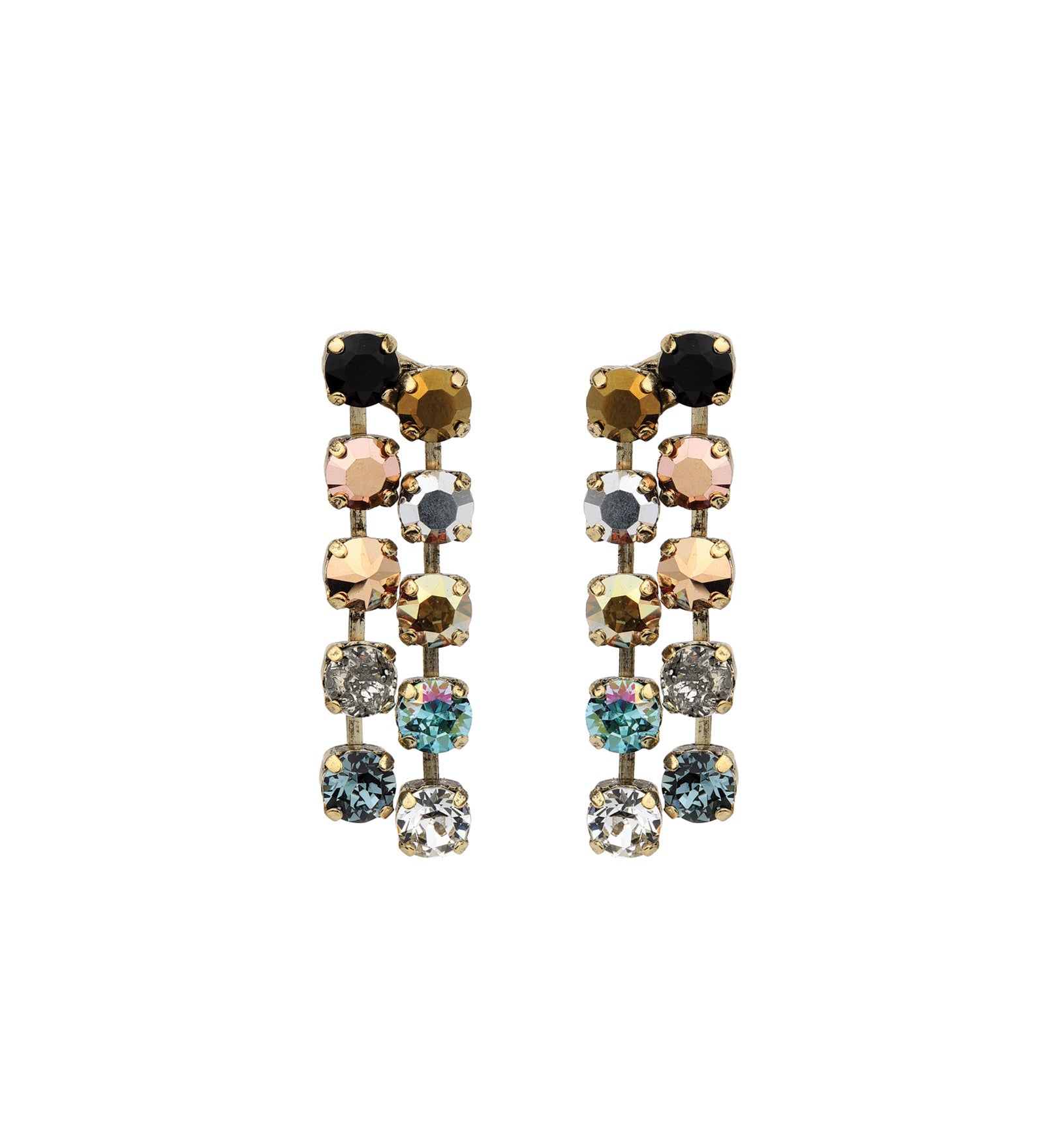 TOVA-Mini Cady Earrings-Earrings-14k Gold Plated, Metalic Mixed Crystal-Blue Ruby Jewellery-Vancouver Canada