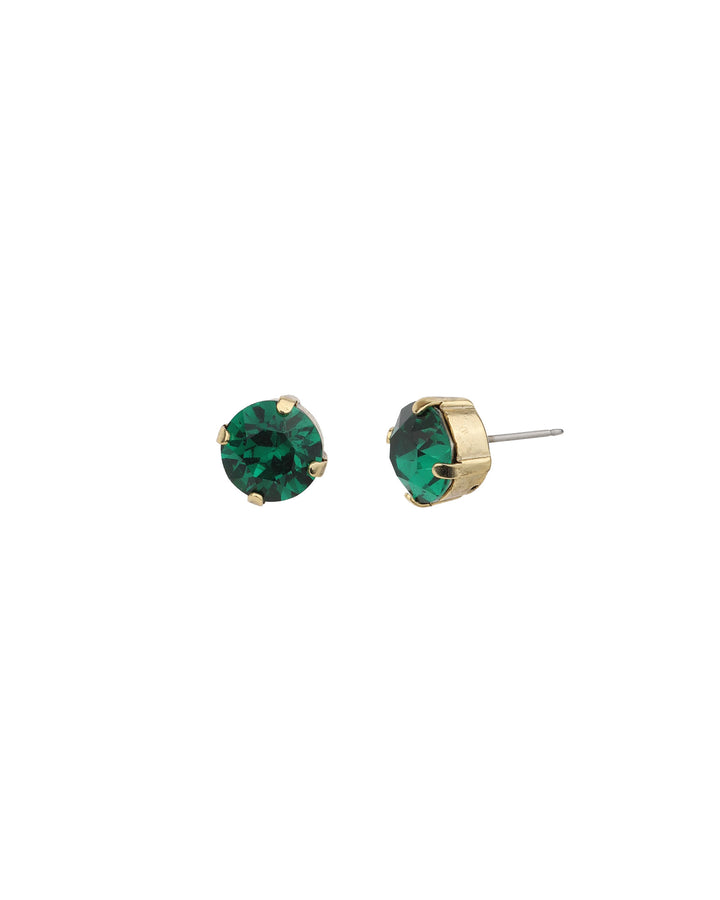 TOVA-Trentley Stud | 10mm-Earrings-Gold Plated, Emerald Crystal-Blue Ruby Jewellery-Vancouver Canada
