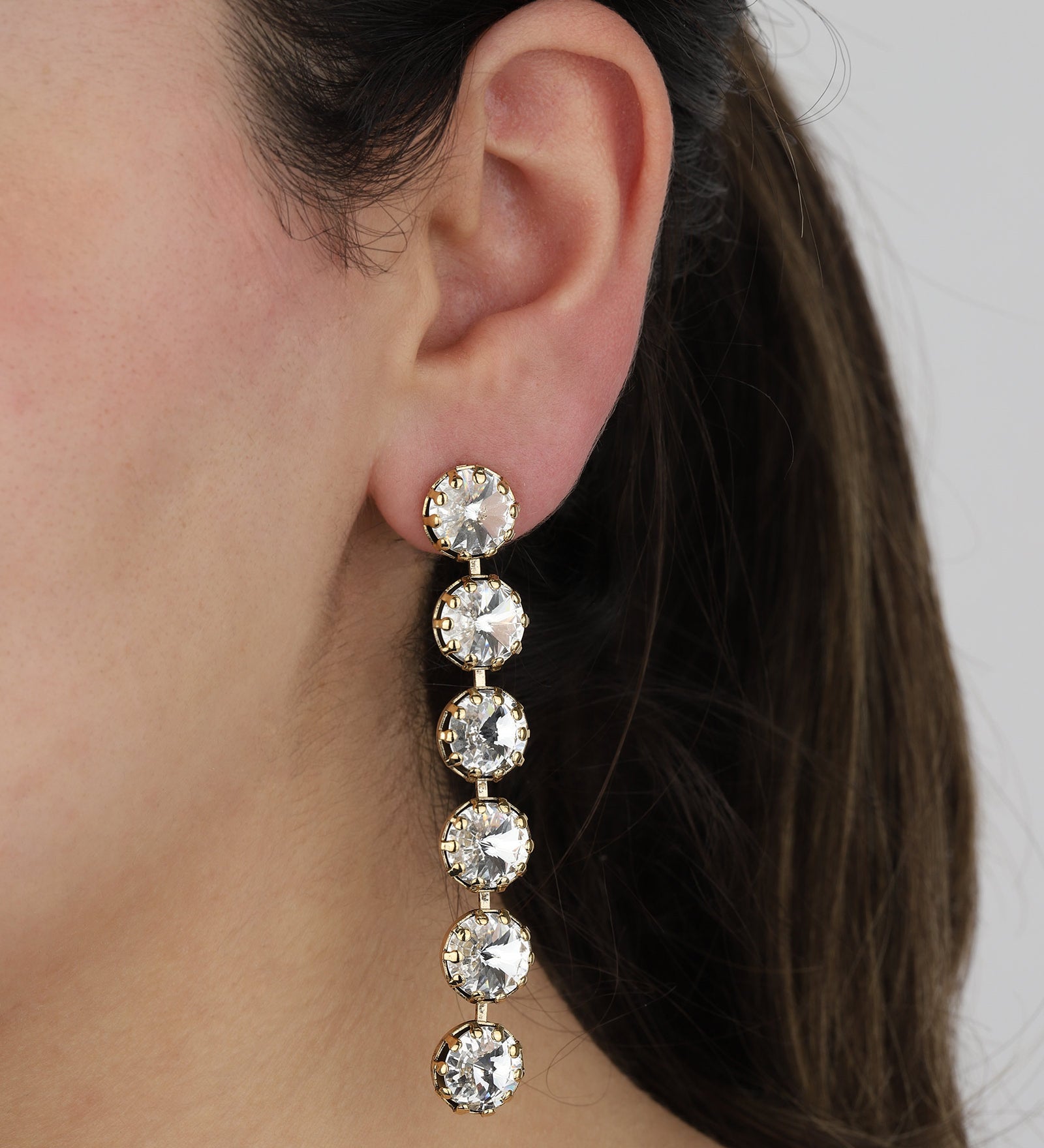 TOVA-Lilibet Earrings-Earrings-14k Gold Plated, White Crystal-Blue Ruby Jewellery-Vancouver Canada