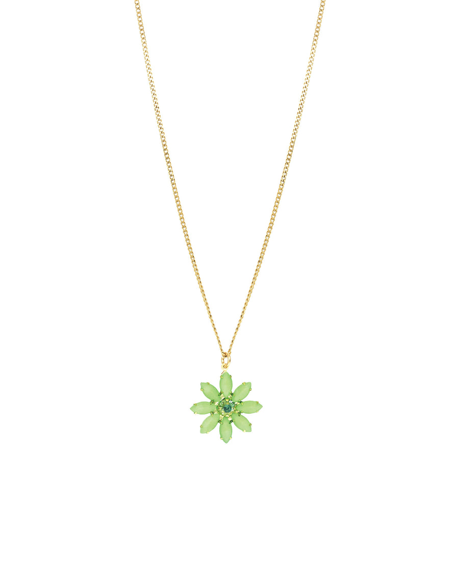 Mini Molly Necklace Gold Plated, Electric Green Crystal