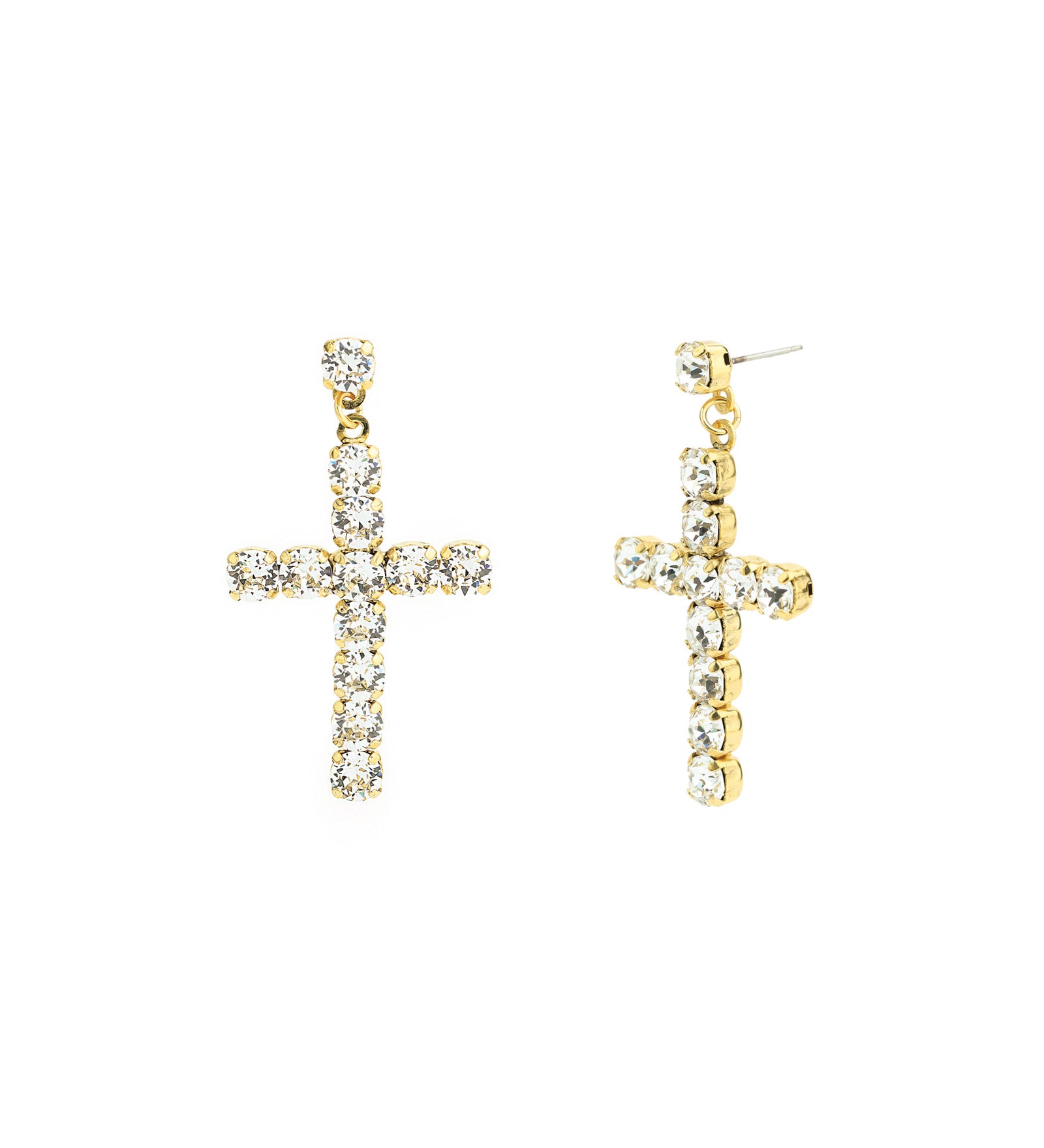 Mini Donatella Studs Gold Plated, Clear Crystal