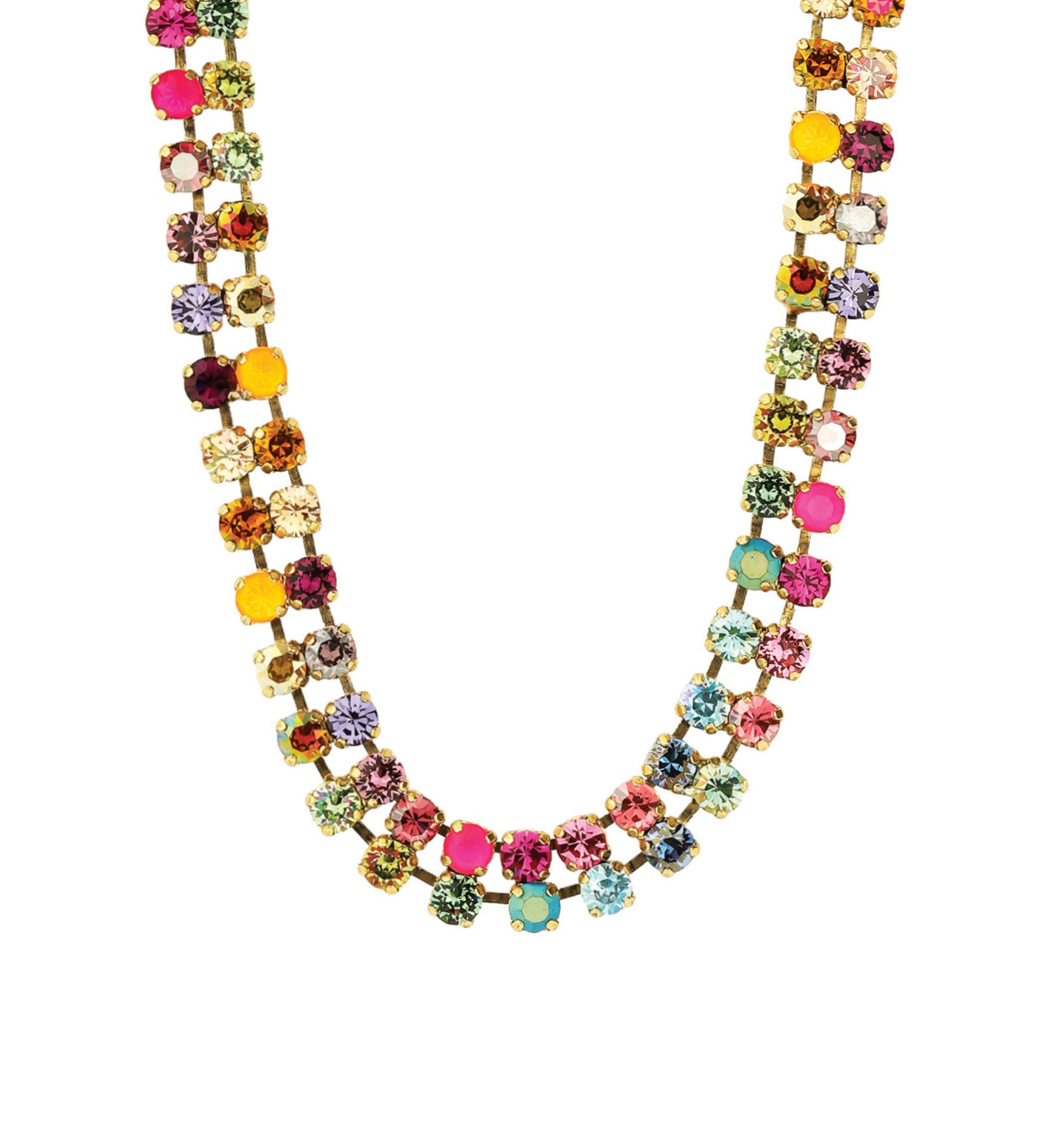 TOVA-Lira Necklace-Necklaces-Gold Plated, Watermelon Crystal-Blue Ruby Jewellery-Vancouver Canada