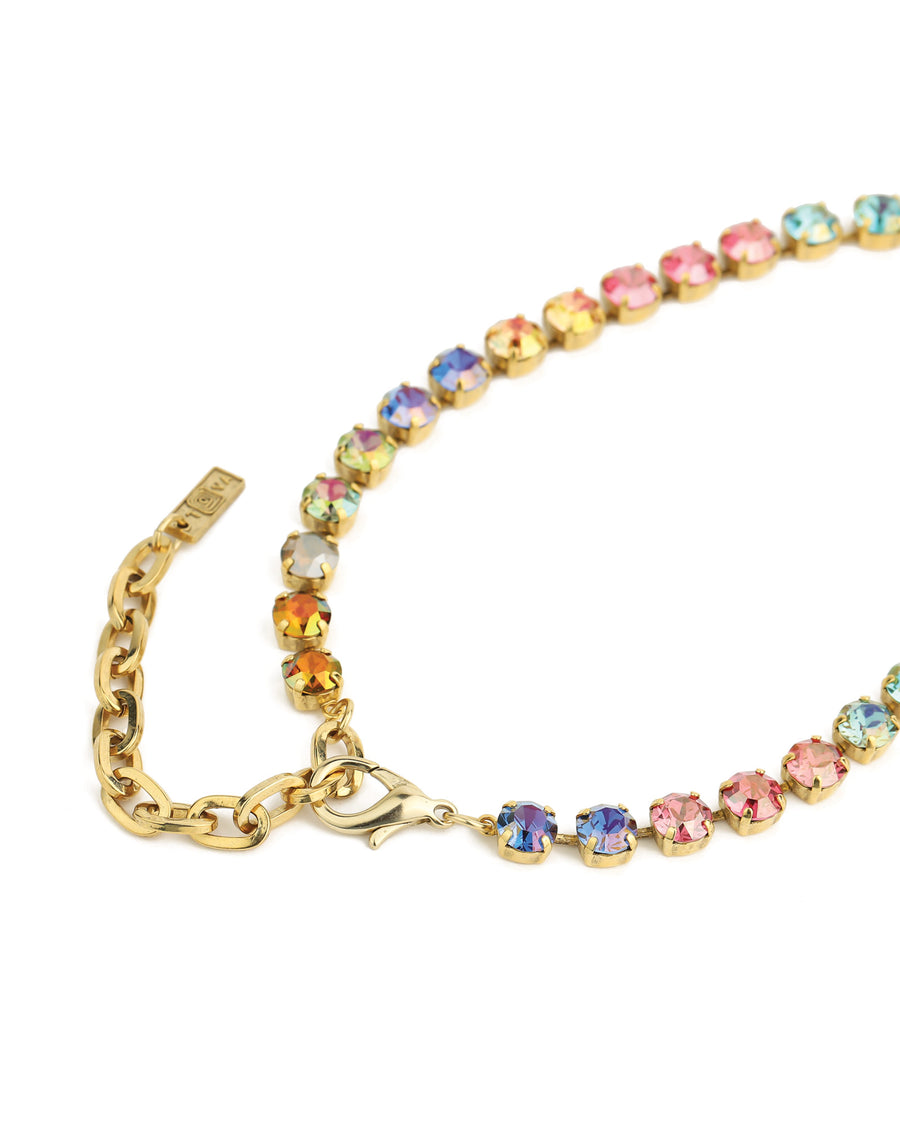 Oakland Necklace Gold Plated, Watermelon Ombre Crystal