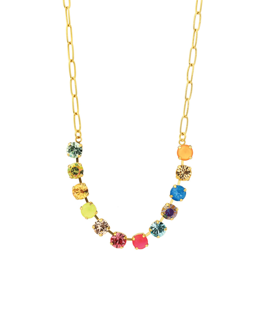 Mini Oakland Necklace Gold Plated, Watermelon Crystal