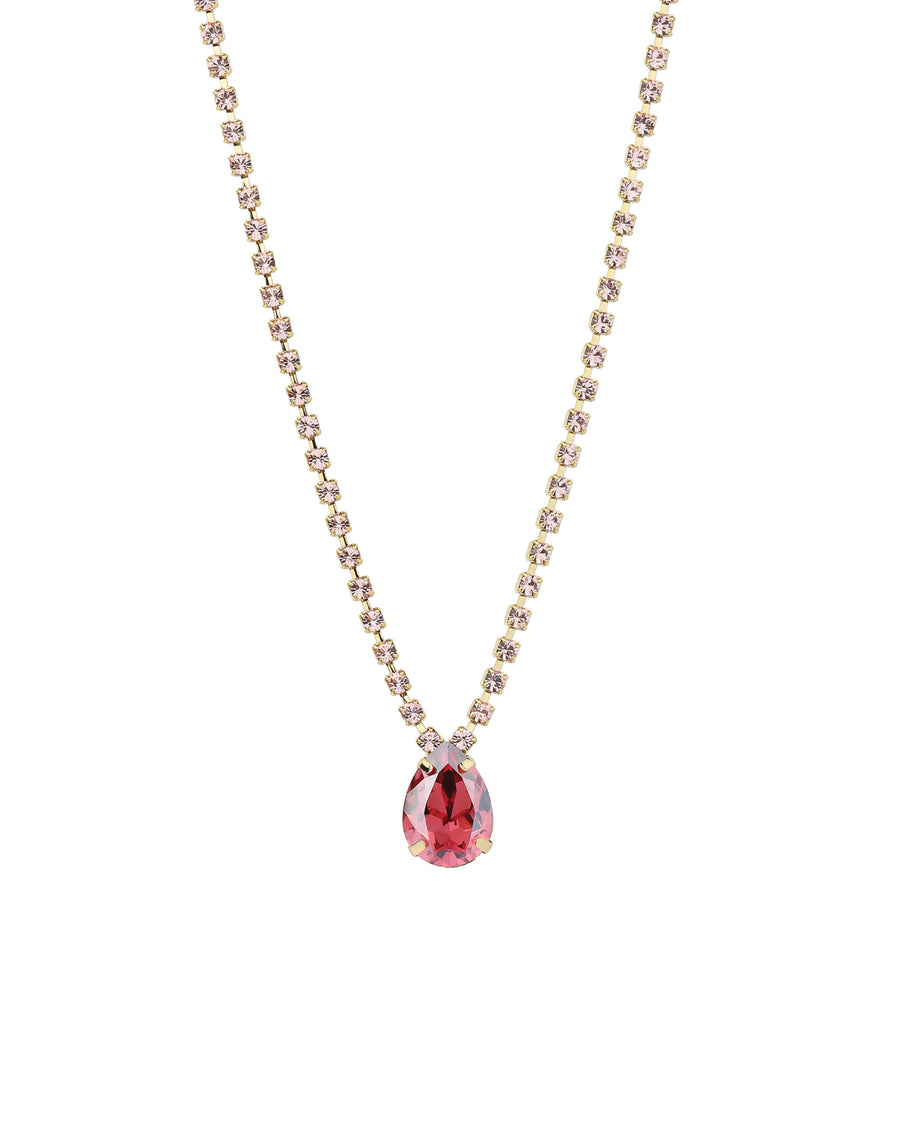 TOVA-Milli Necklace-Necklaces-Gold Plated, Vintage Rose / Rose Champagne Crystal-Blue Ruby Jewellery-Vancouver Canada