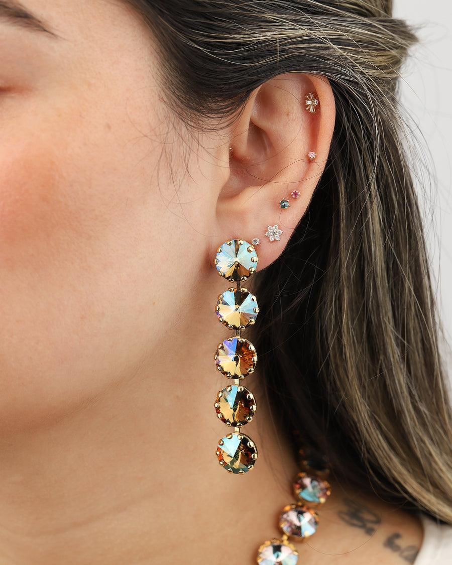 TOVA-Lilibet Single Studs-Earrings-Gold Plated, Verde Crystal-Blue Ruby Jewellery-Vancouver Canada