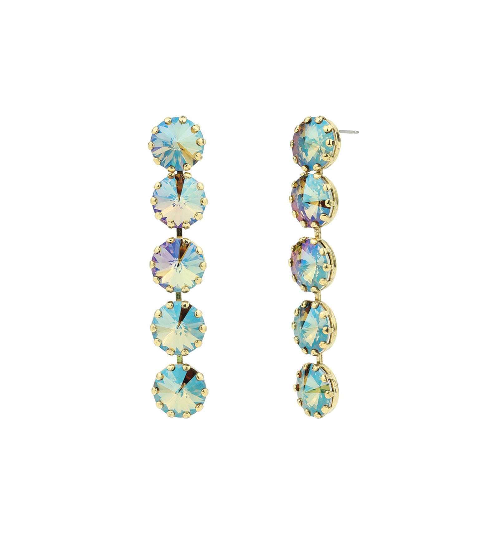 TOVA-Lilibet Earrings-Earrings-Gold Plated, Verde Crystal-Blue Ruby Jewellery-Vancouver Canada