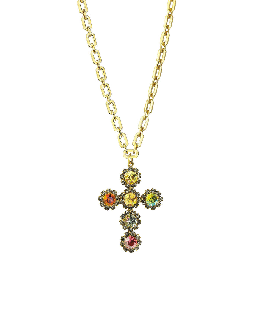 Madonna Necklace Gold Plated, Watermelon Crystal
