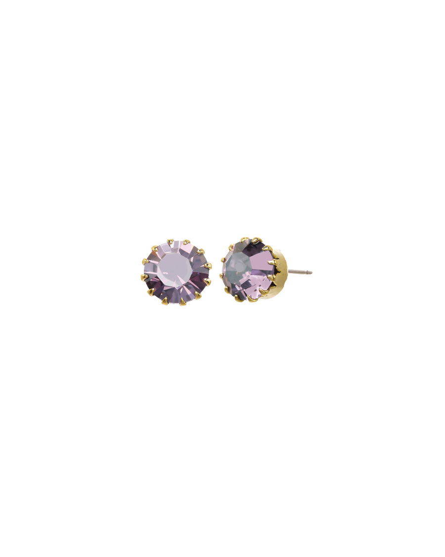 TOVA-Chrisley Studs-Earrings-Gold Plated, Violet Lustre Crystal-Blue Ruby Jewellery-Vancouver Canada