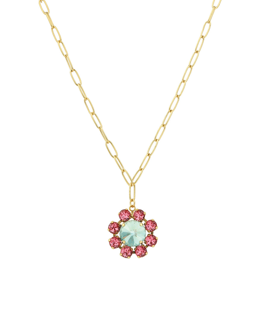 Twiggy Necklace Gold Plated, Pink Aqua Crystal