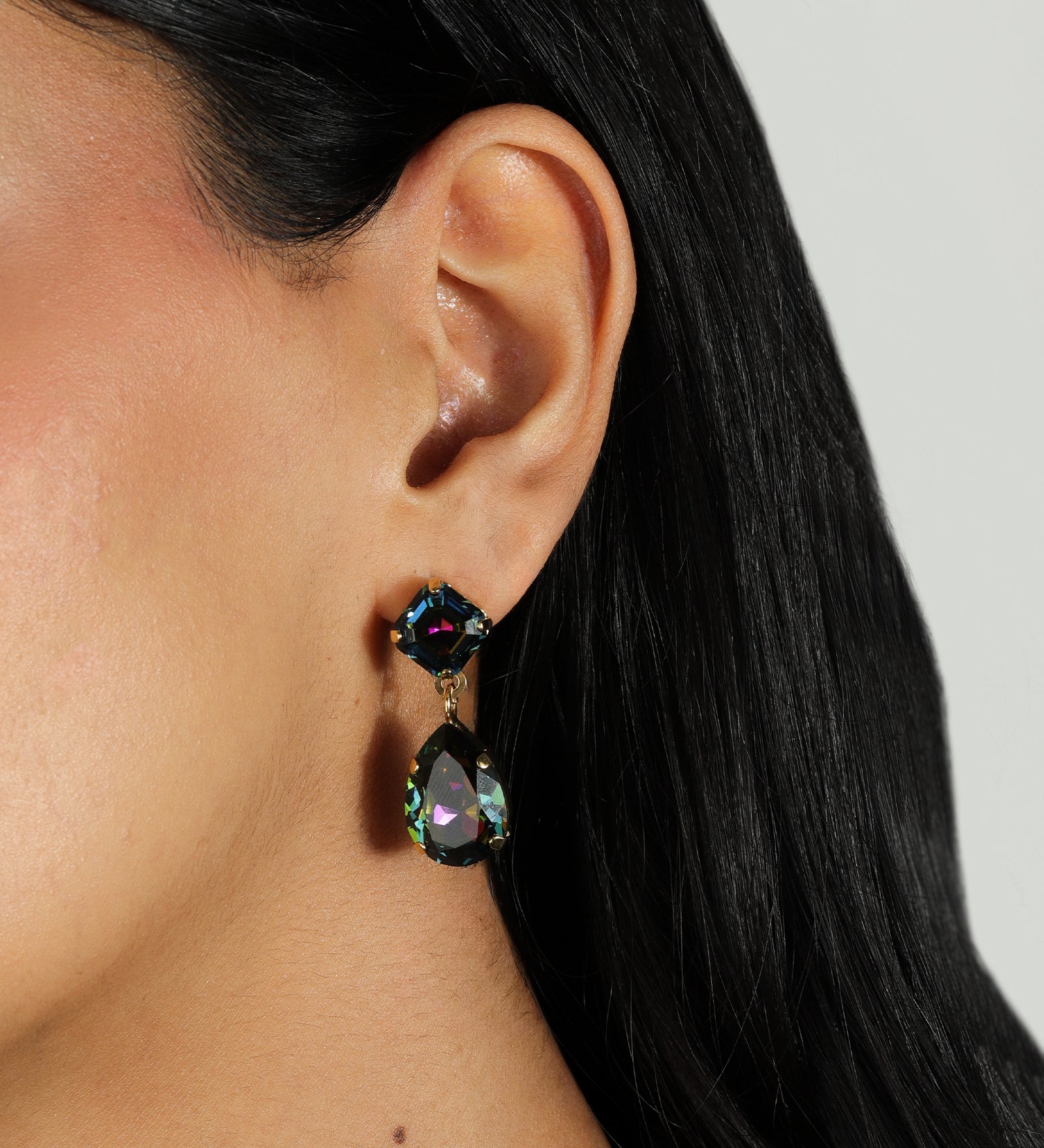 TOVA-Isabella Studs-Earrings-14k Gold Plated, Volcano Crystal-Blue Ruby Jewellery-Vancouver Canada