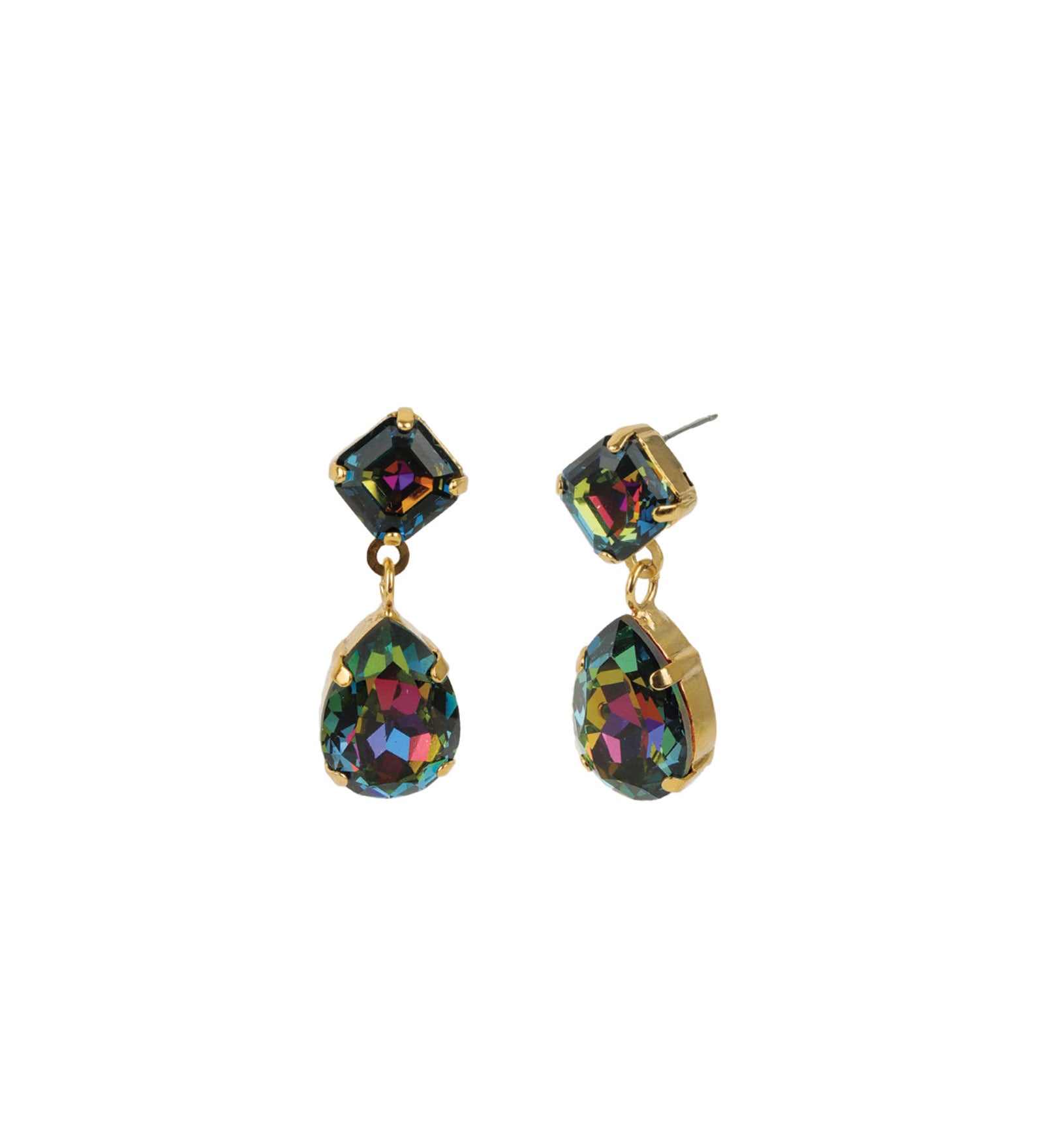 TOVA-Isabella Studs-Earrings-14k Gold Plated, Volcano Crystal-Blue Ruby Jewellery-Vancouver Canada