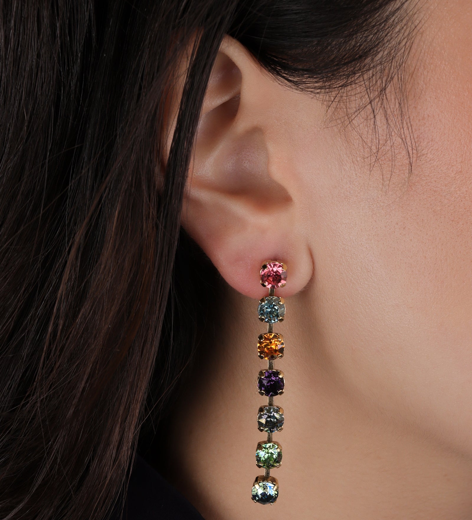 TOVA-Berenike Earrings-Earrings-14k Gold Plated, Bohemian Wonderland Crystal-Blue Ruby Jewellery-Vancouver Canada