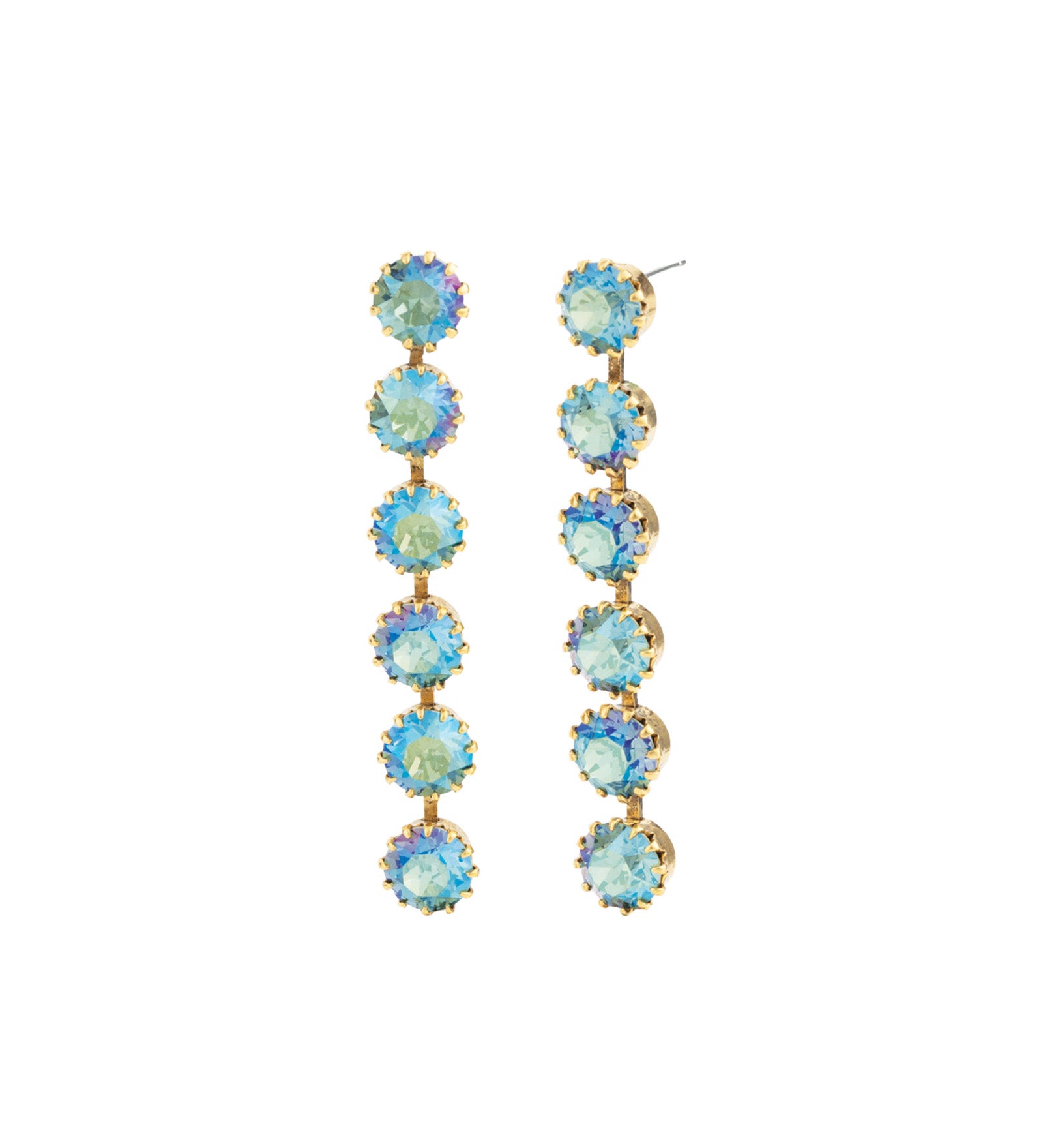 TOVA-Lilibet 2 Earrings-Earrings-14k Gold Plated, Aqua Verde Crystal-Blue Ruby Jewellery-Vancouver Canada