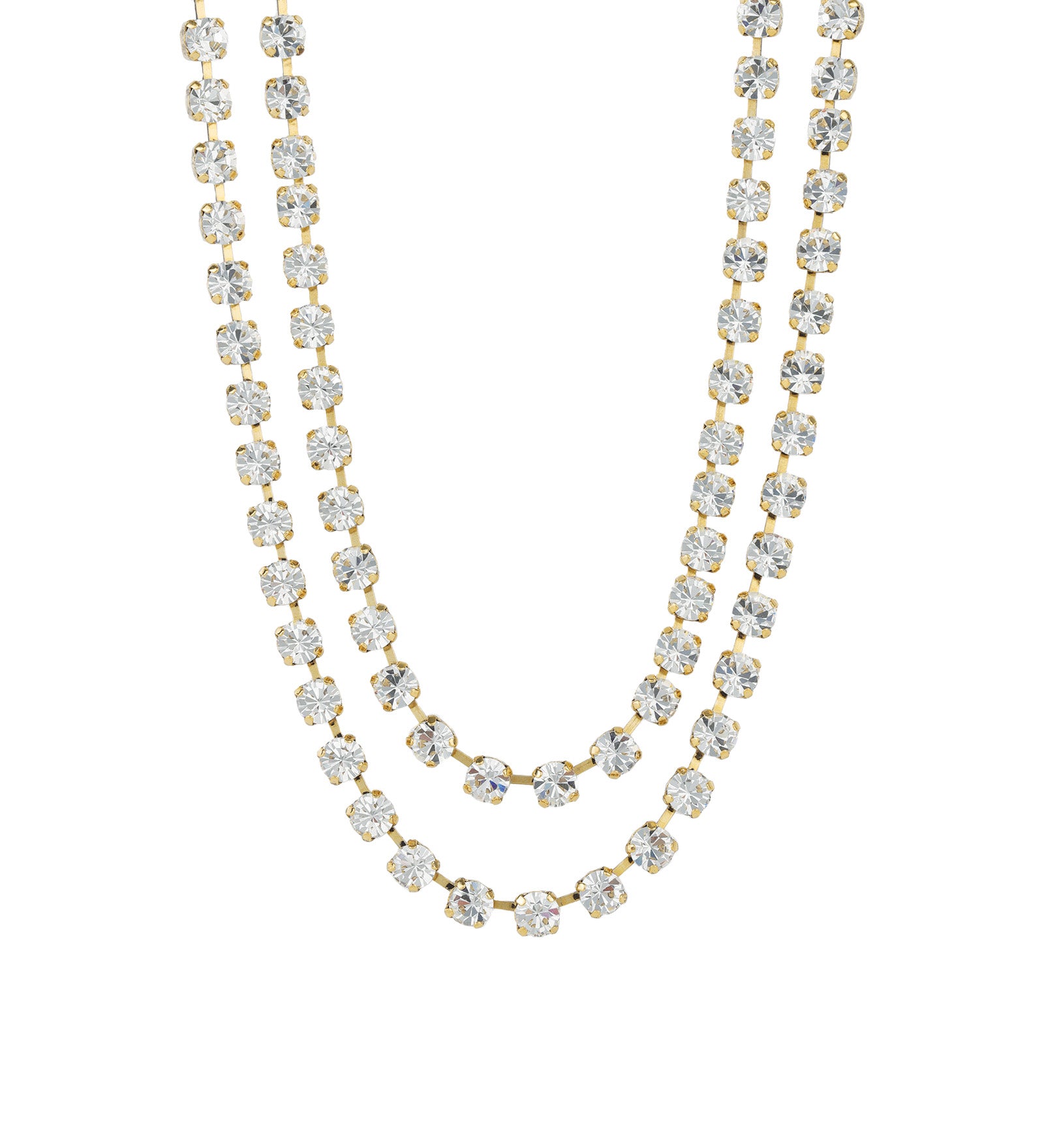 TOVA-Cathy Necklace-Necklaces-14k Gold Plated, White Crystal-14" - 18.5"-Blue Ruby Jewellery-Vancouver Canada