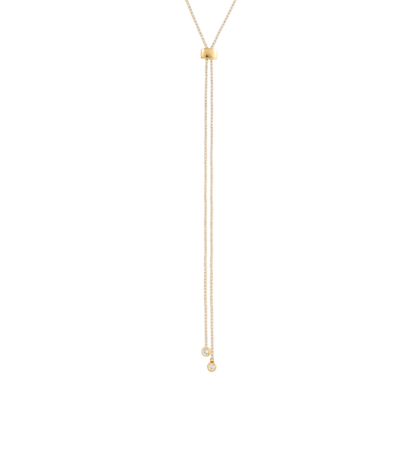 1 Row Crystal Slider Lariat Gold Plated, White Crystal