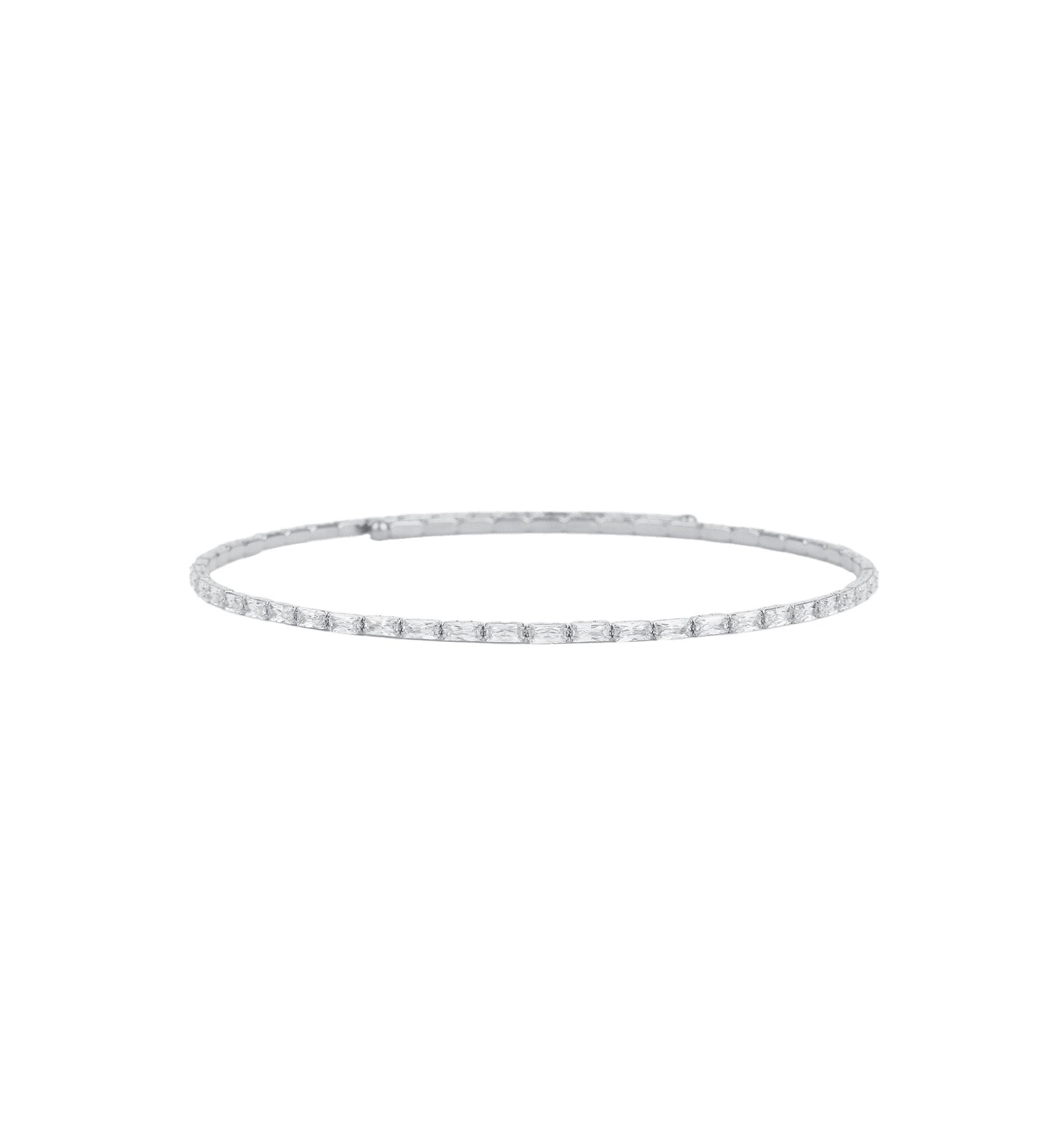 Baguette CZ Choker Silver Plated, Cubic Zirconia