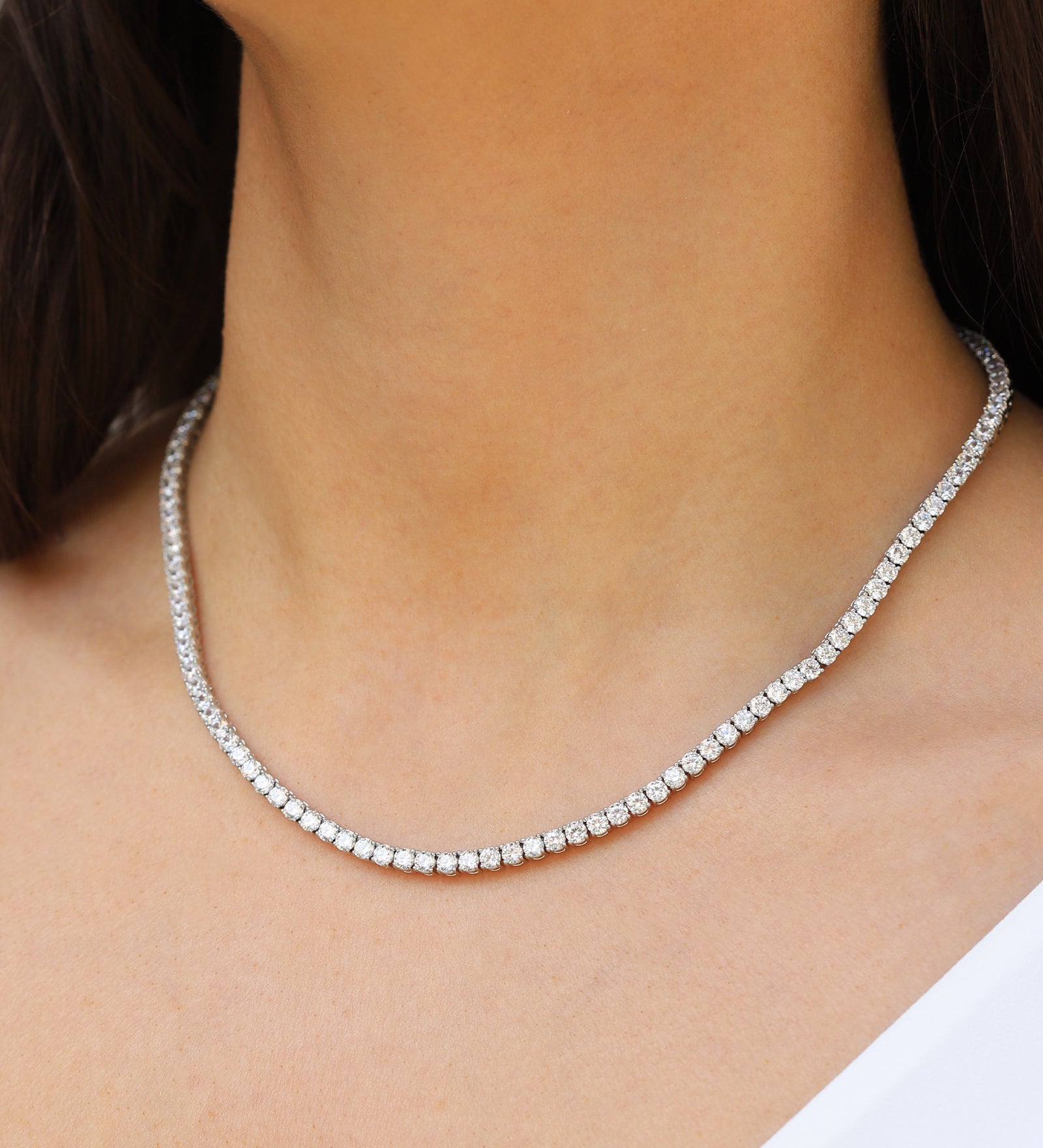 Tennis CZ Necklace | 4mm Silver Plated, Cubic Zirconia