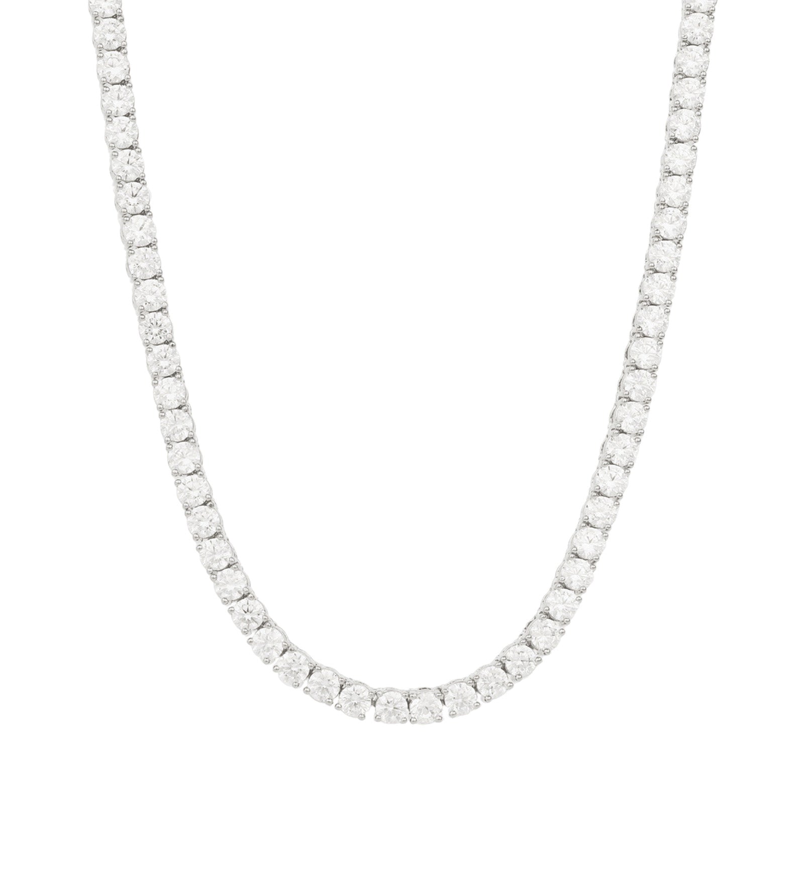 Tennis CZ Necklace | 4mm Silver Plated, Cubic Zirconia